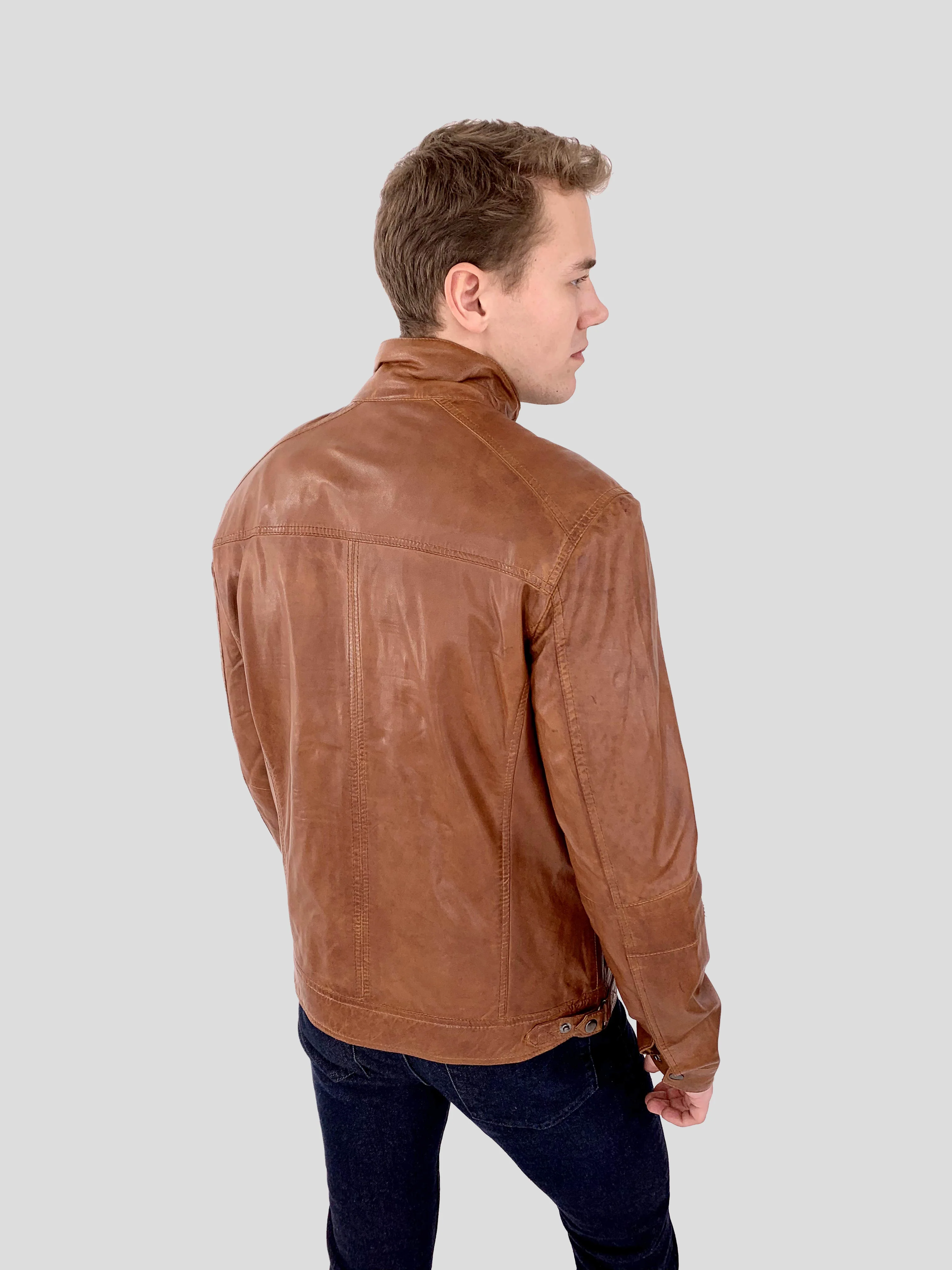 51540 tan læderjakke - herre - Image 6