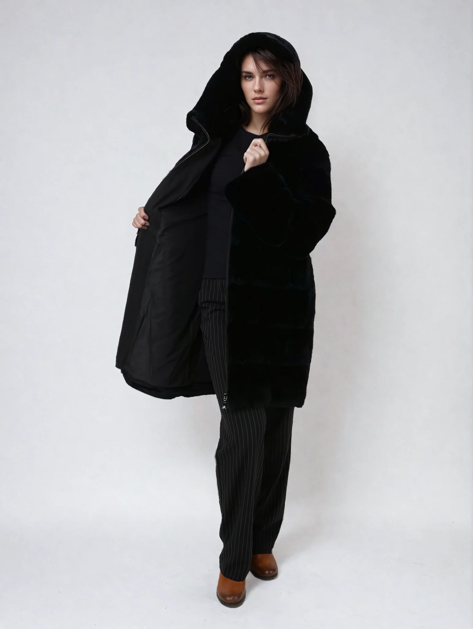 Alba, 90 cm. - Hood - Rex - Kvinder - Sort - Image 3