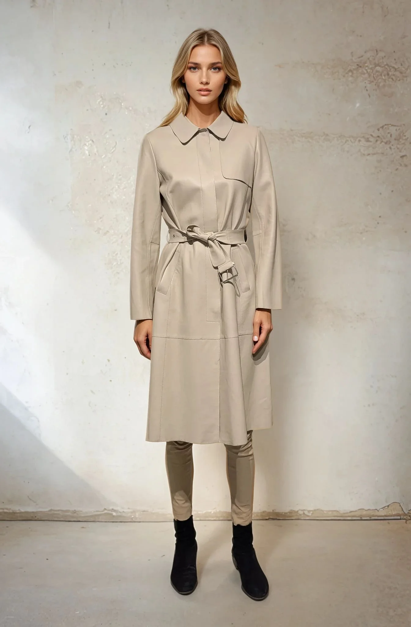 Alvison, 109 cm. - Lammeskind Frakke - Kvinde - Beige