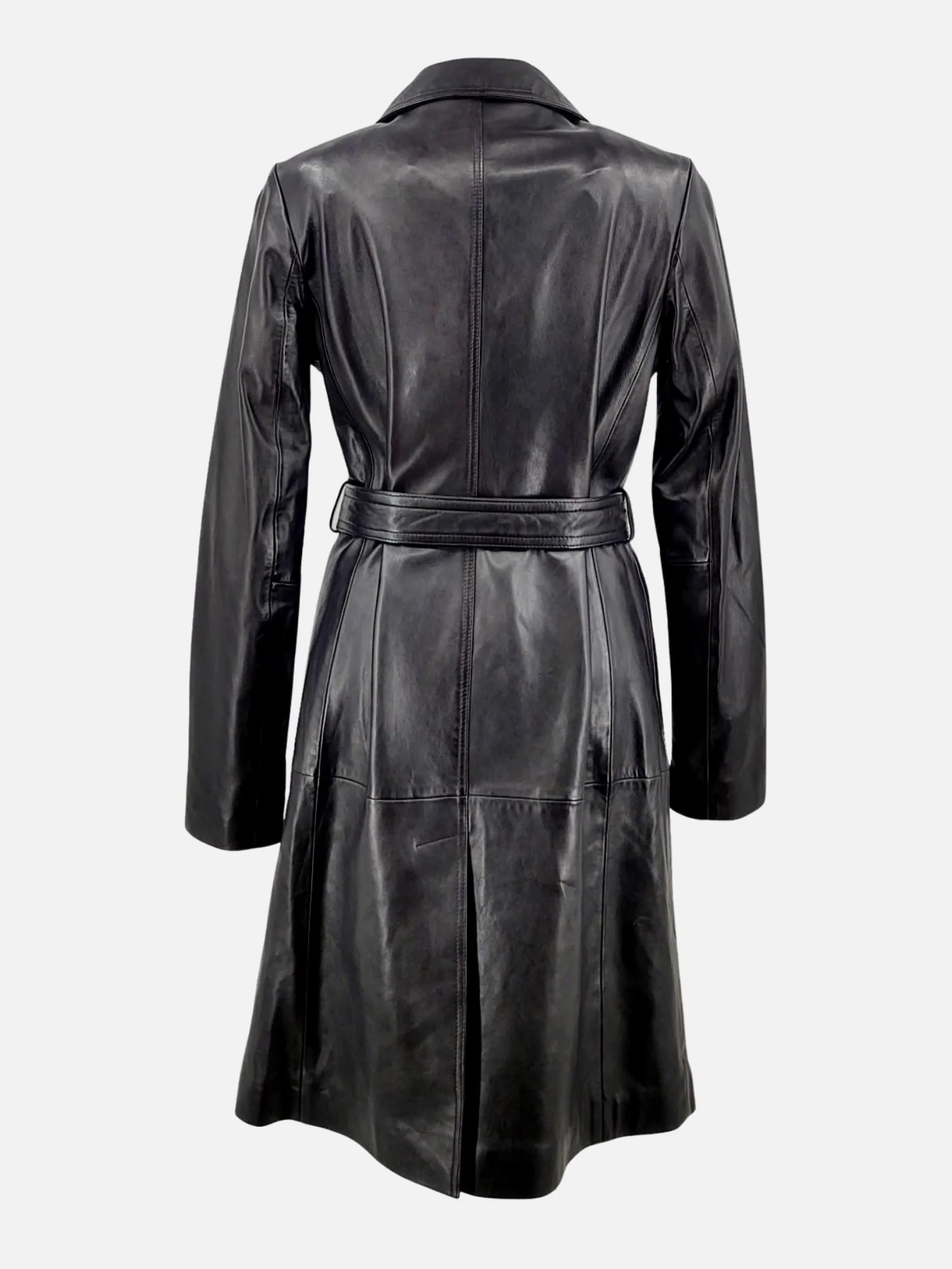 Amara sort læderjakke / trench coat - dame - Image 3