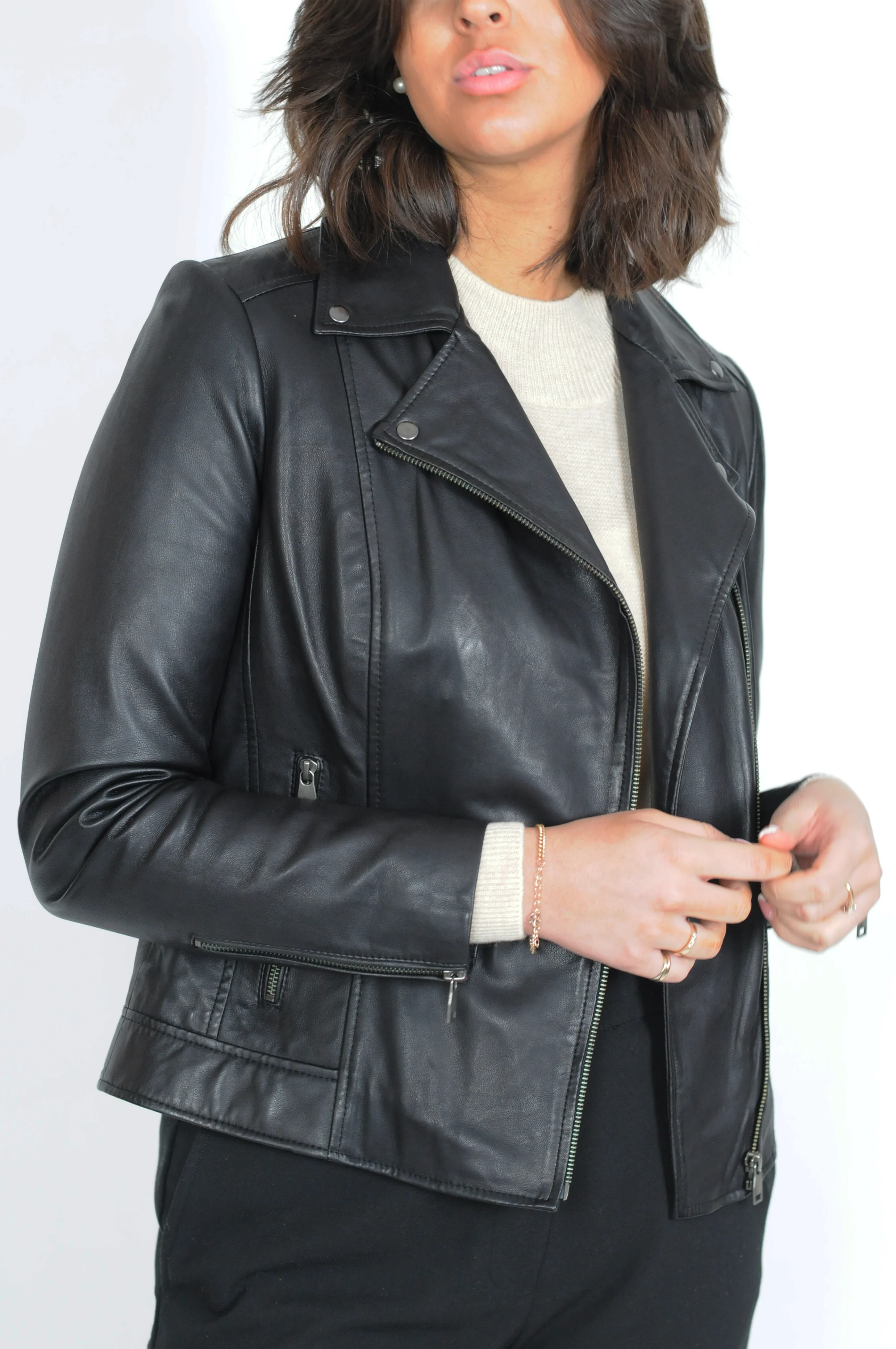 Bella - Lamb Leatherjacket - Kvinder - Sort - Image 3