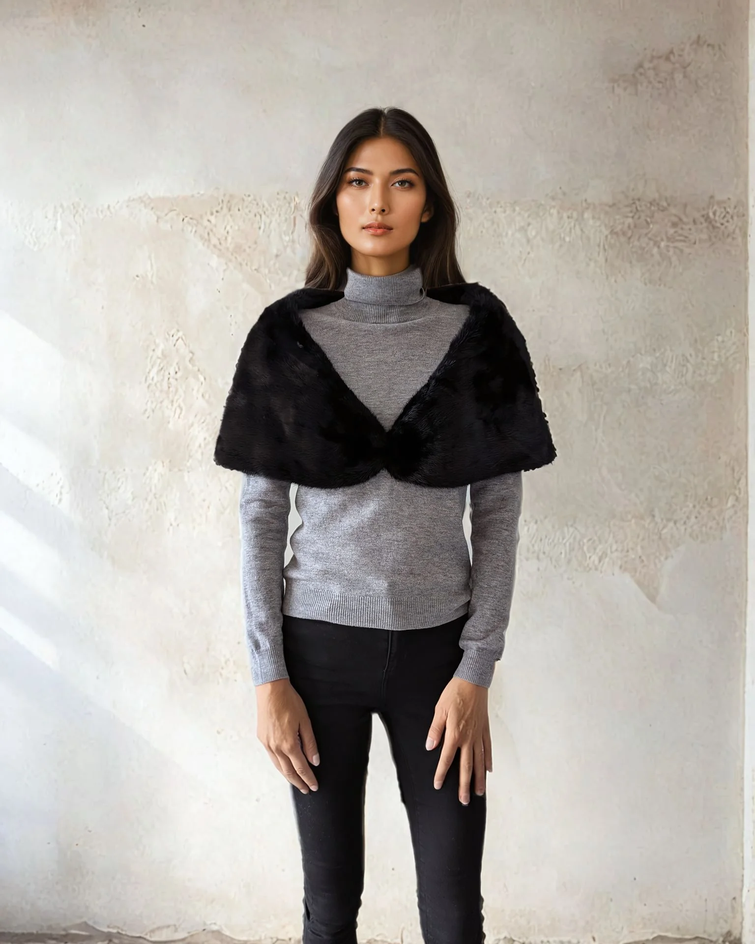 Bo Cape - Mink - Kvinde - Sort