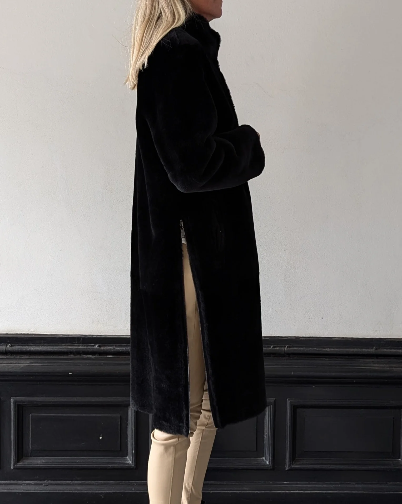 Carol, 105 cm - Nappa lammefrakke - Dame - Sort - Image 5