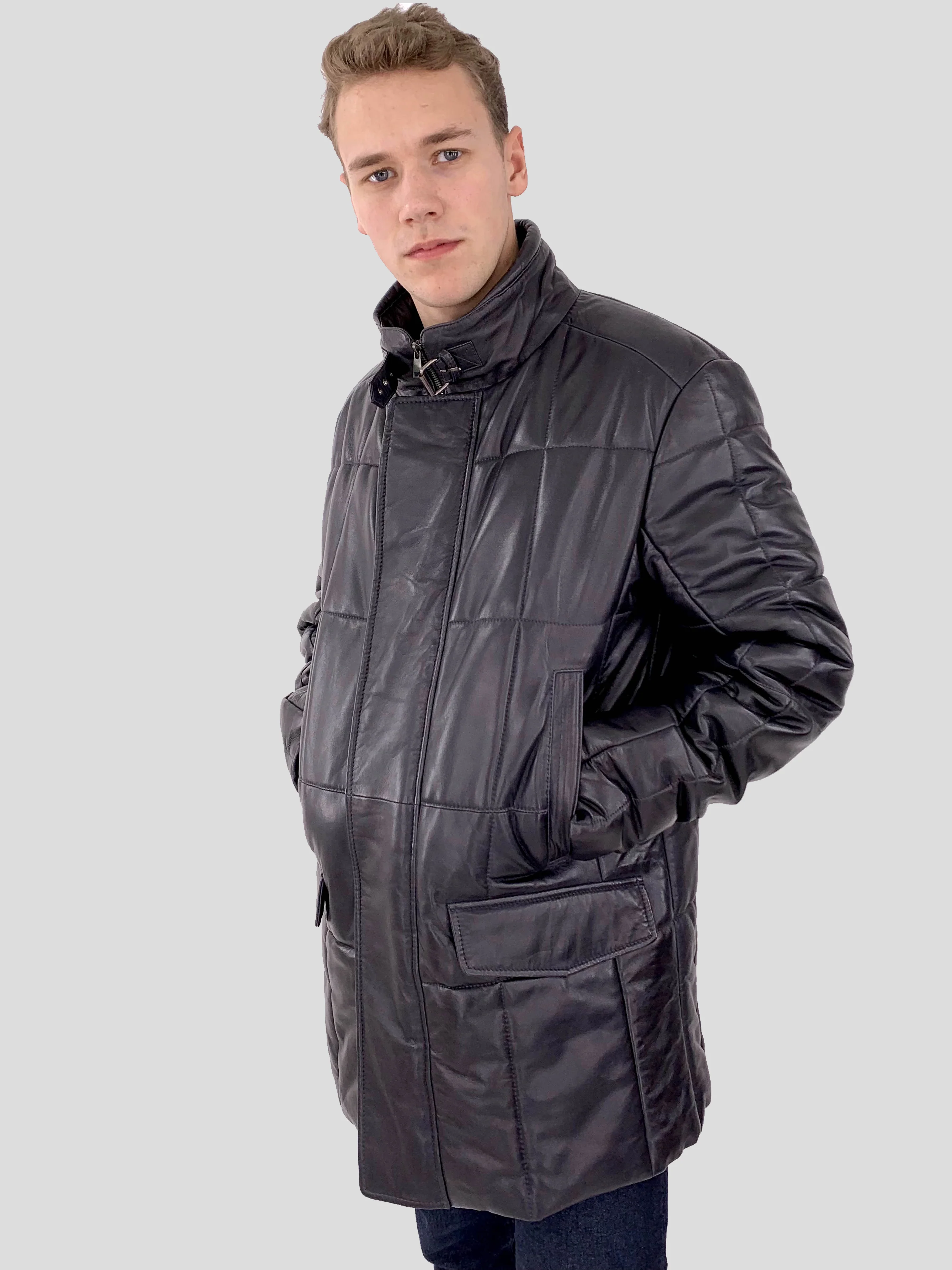 Cay - Lamb Eco Leather - Man - Navy / Læderjakke