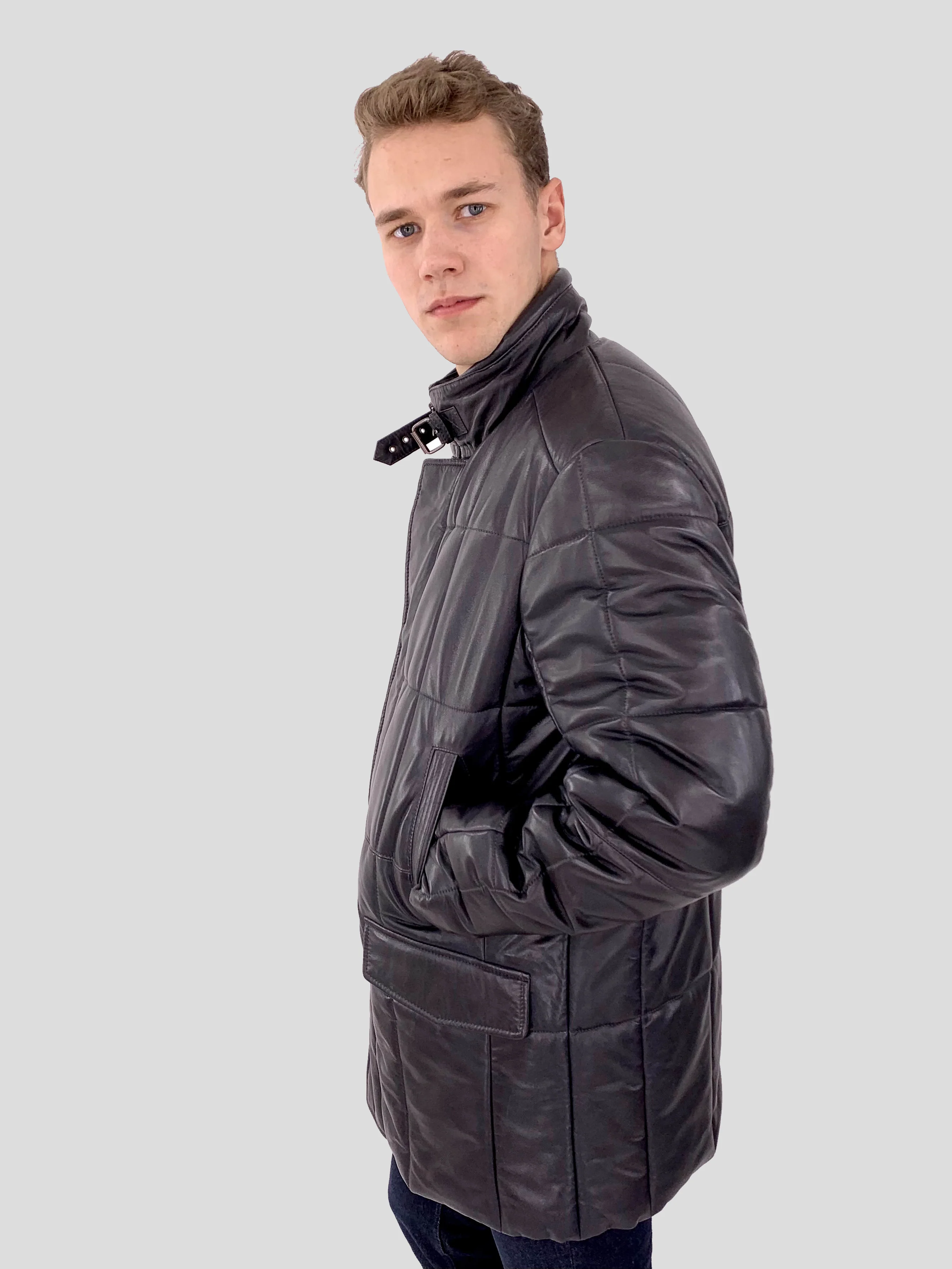 Cay - Lamb Eco Leather - Man - Navy / Læderjakke - Image 2