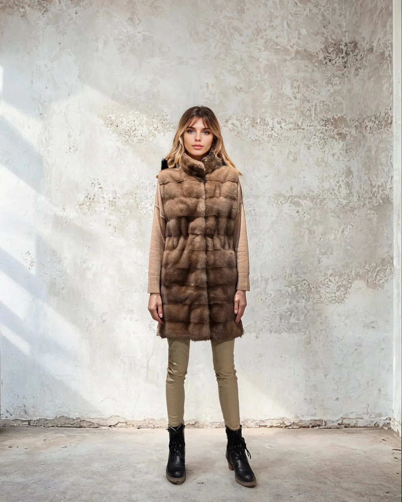 Denise Vest, 90 cm. - Krave - Mink - Damer - Brun