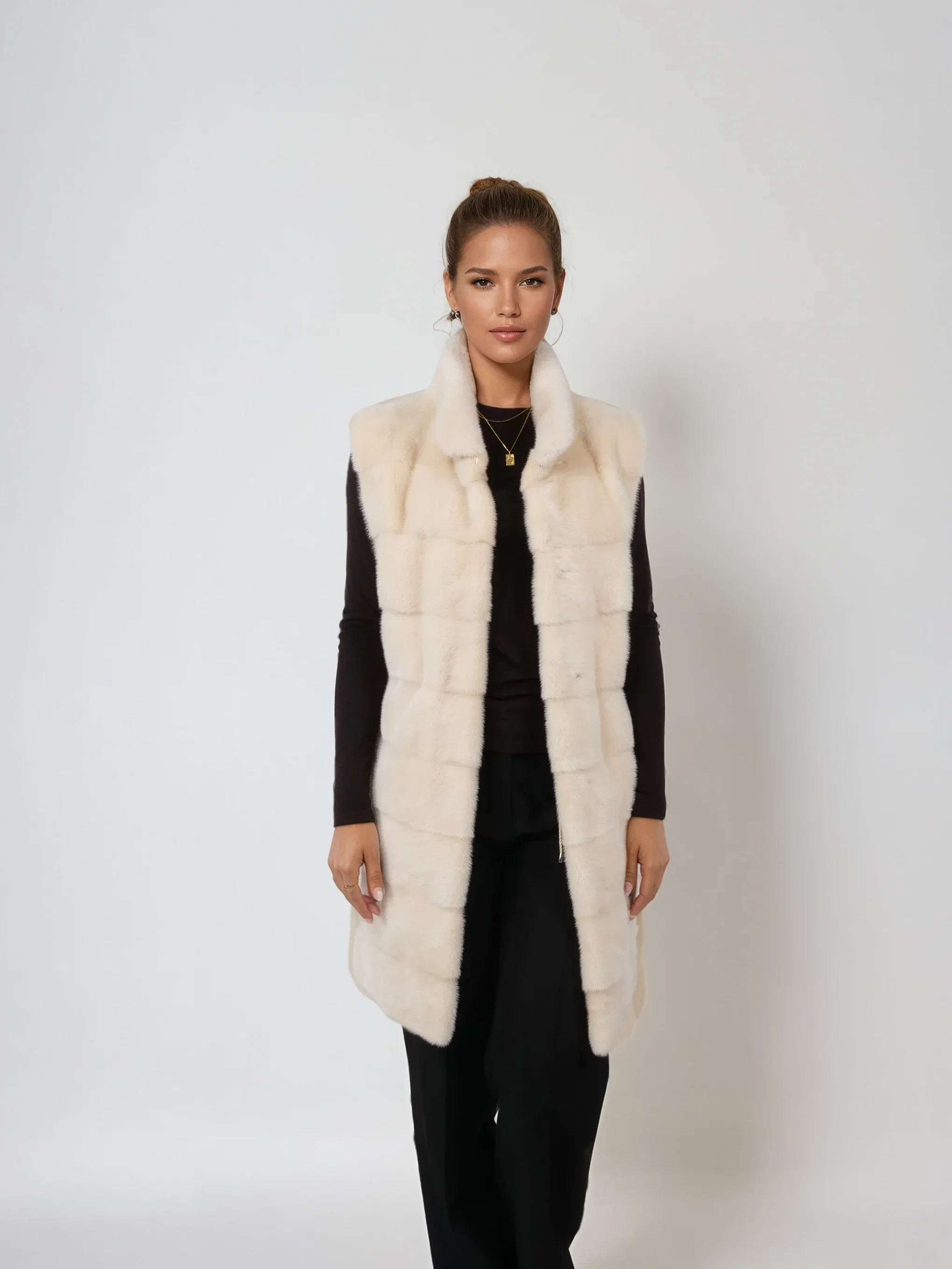 Denise Vest, 90 cm. - Halsbånd - Mink - Kvinder - Elfenben - Image 3