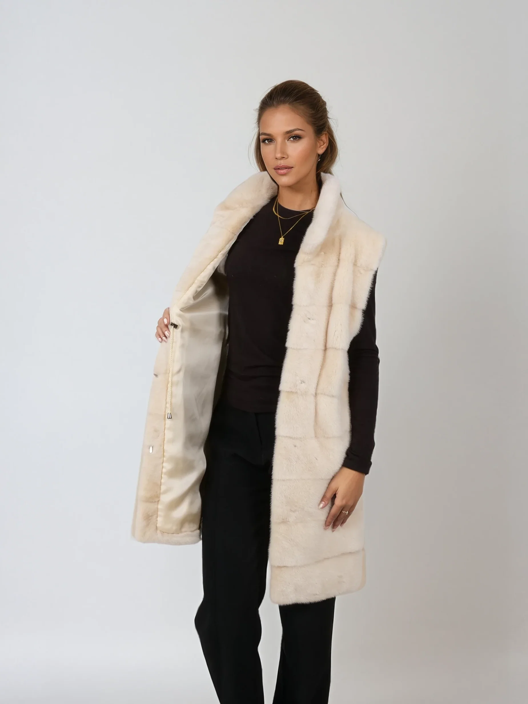 Denise Vest, 90 cm. - Halsbånd - Mink - Kvinder - Elfenben - Image 7