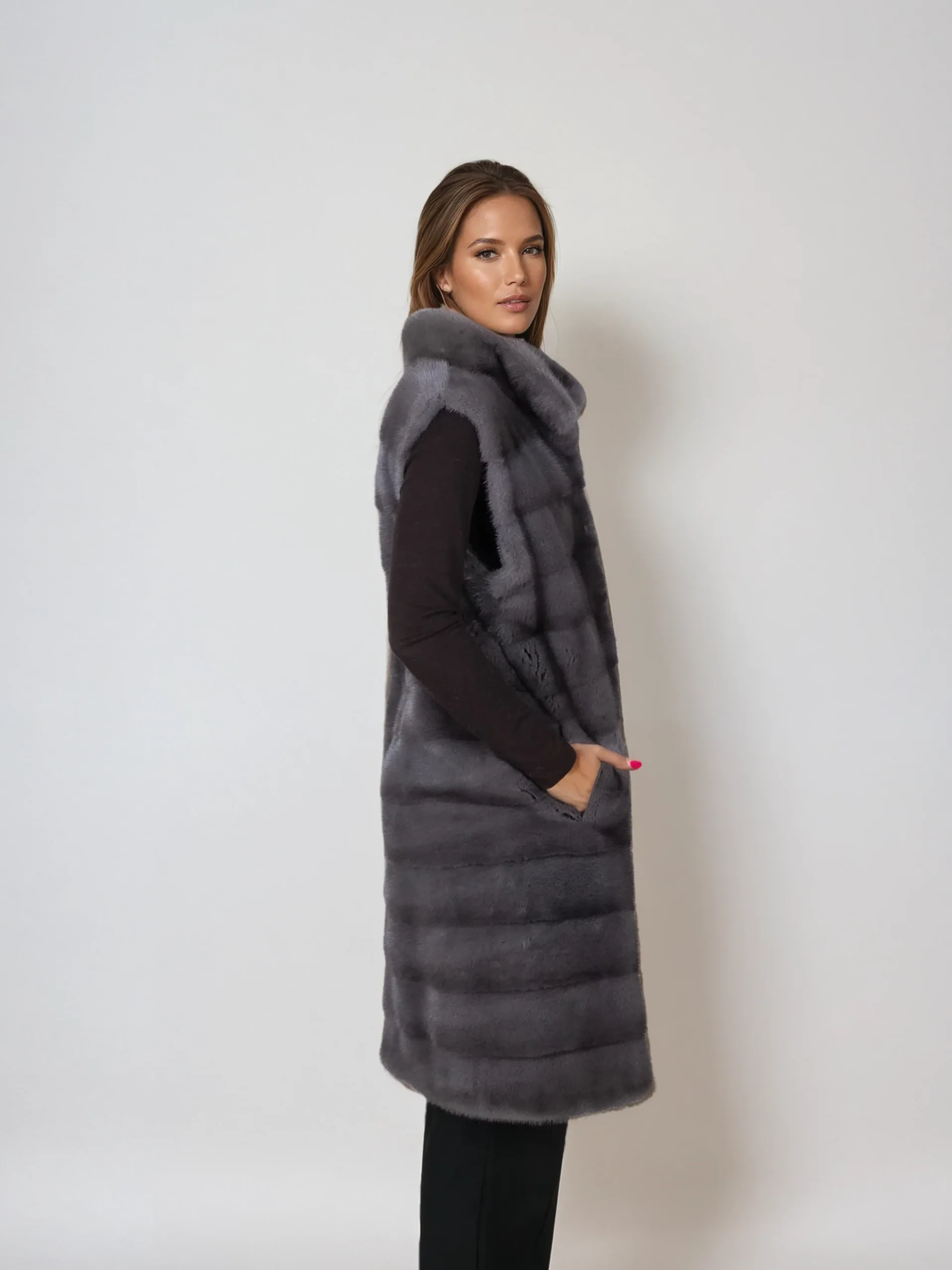 Denise Vest, 94 cm. - Halsbånd - Mink - Kvinder - Grå - Image 5