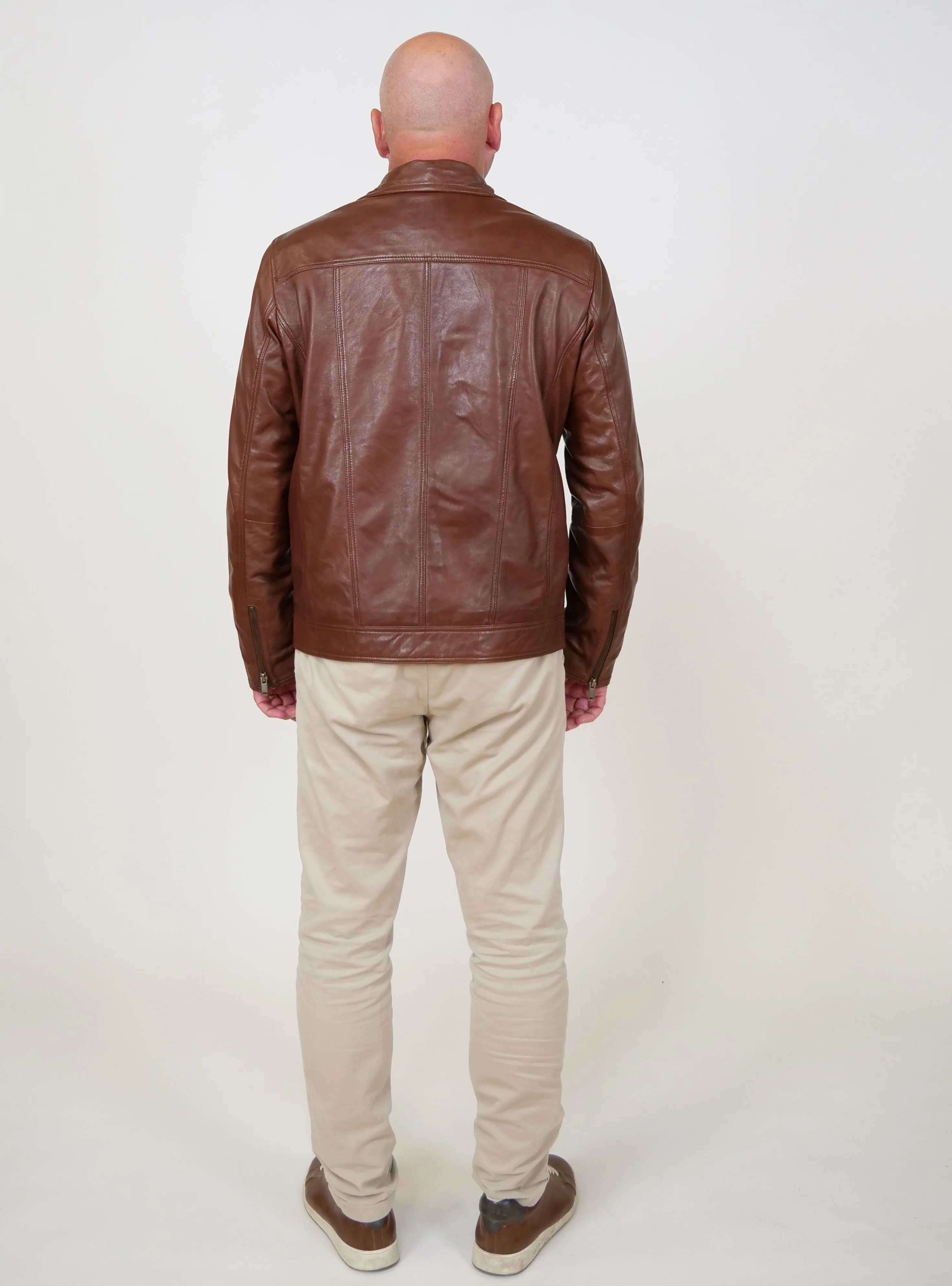 Derek - Lamb Polish Nappa Leather -Man - Kobberbrun - Image 6