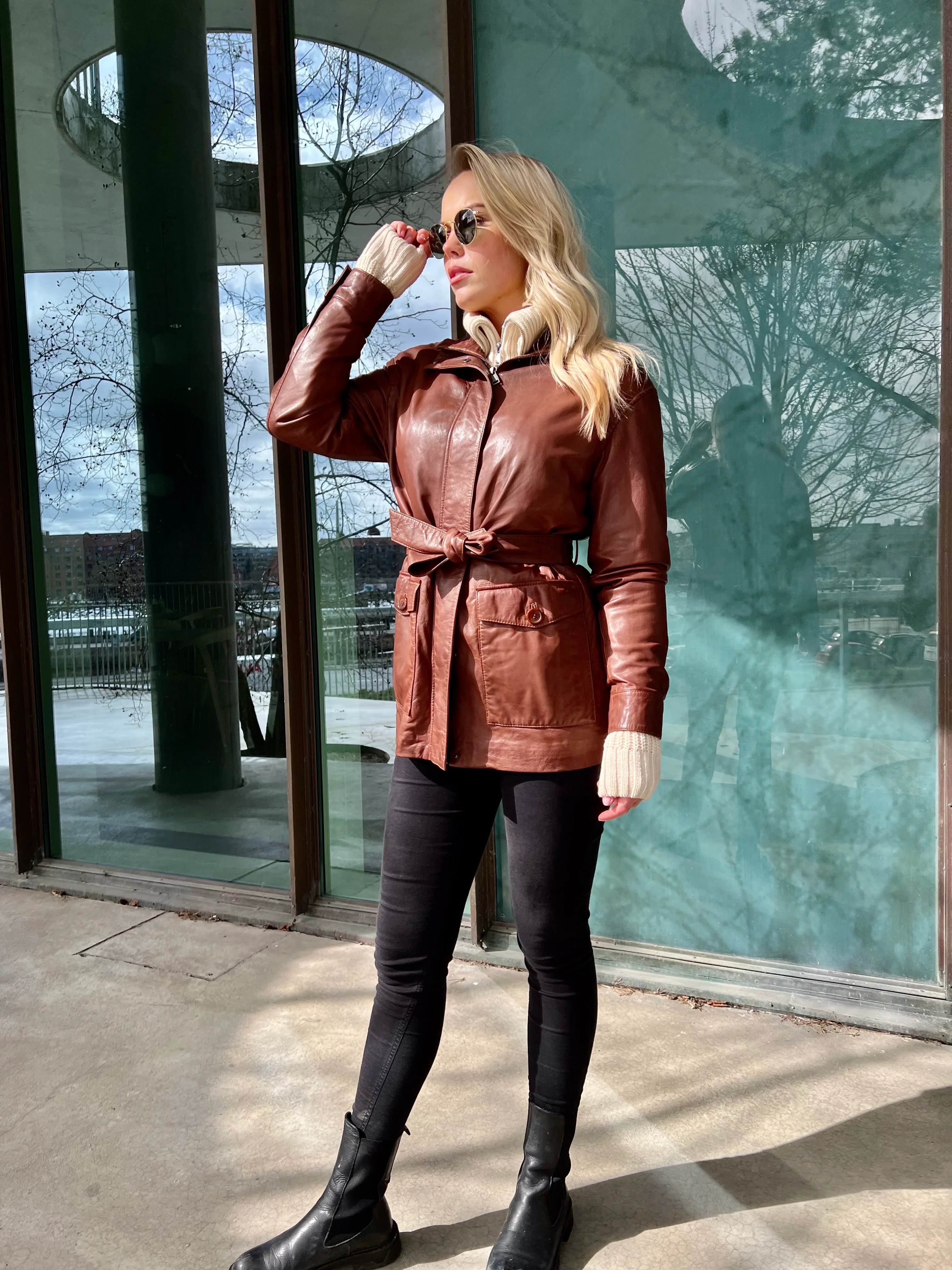Eira - Skind jakke - Dame - Cognac
