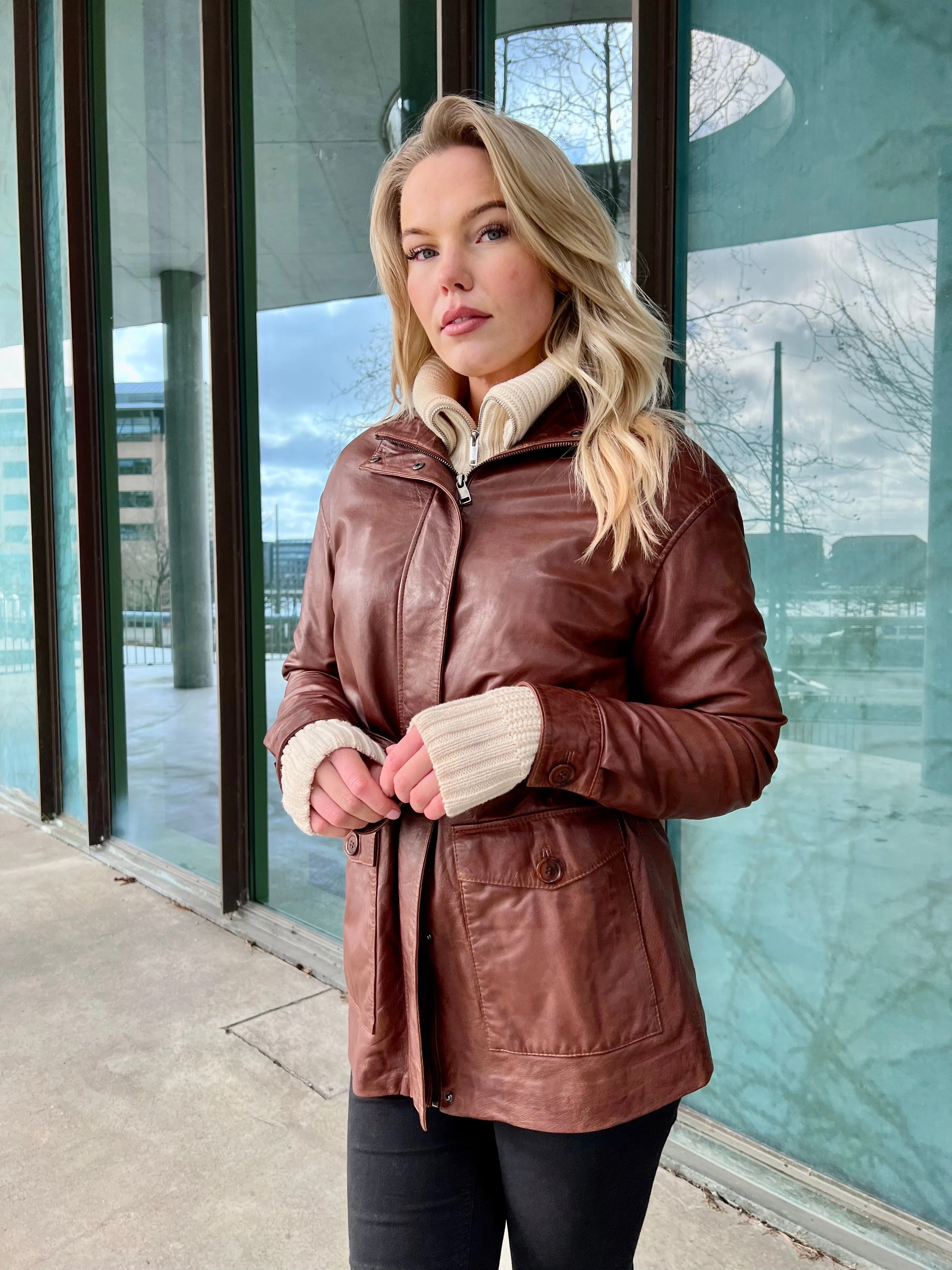 Eira - Skind jakke - Dame - Cognac - Image 9