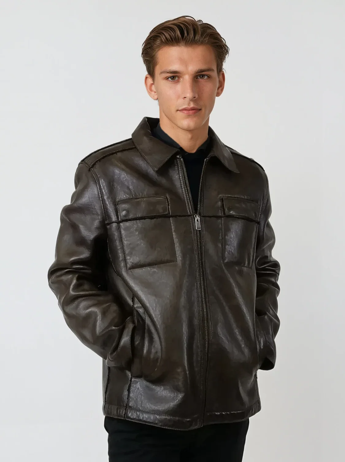 Fletcher, 68 cm. - Lammelæder - Mand - Oliven