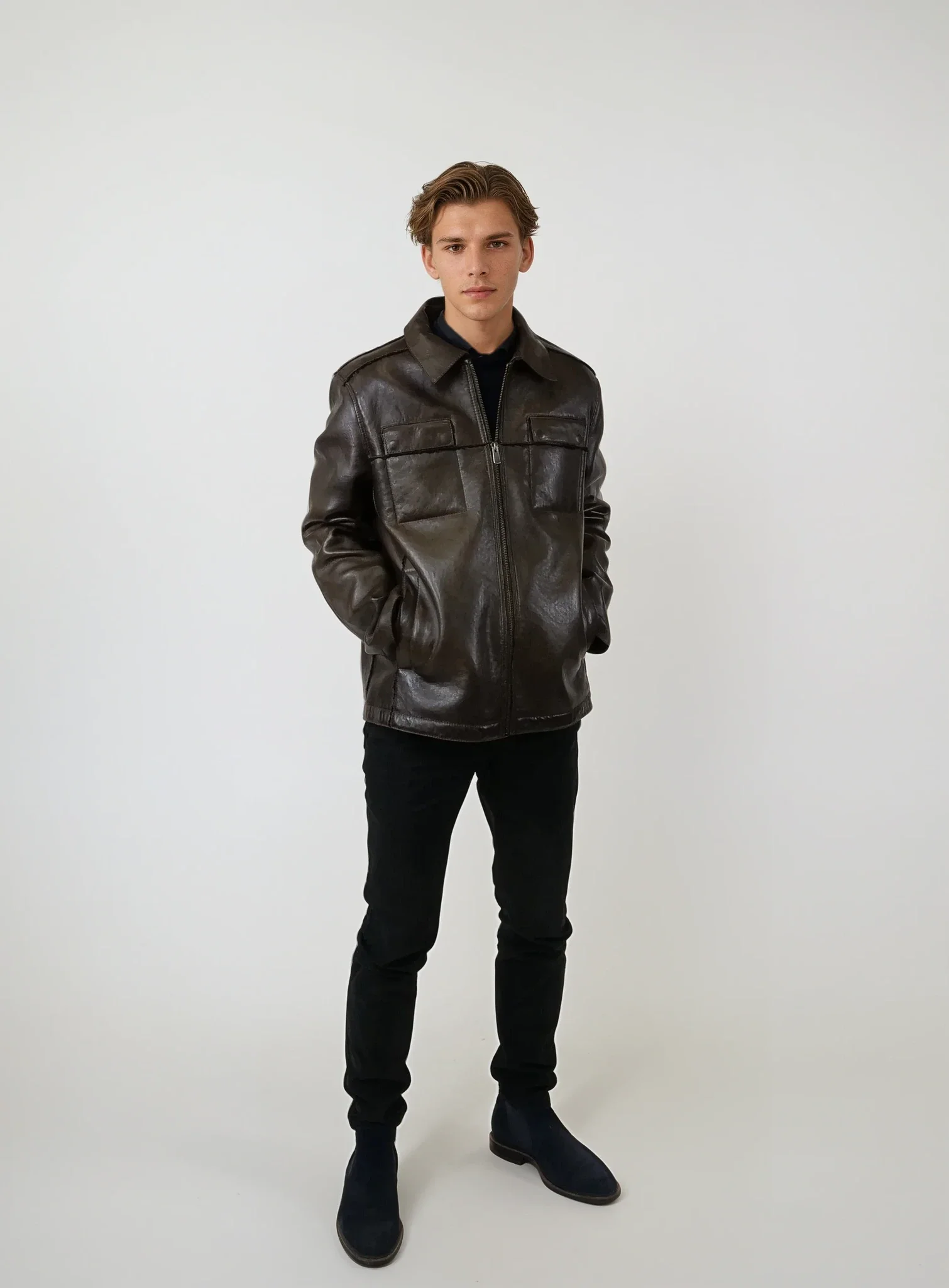 Fletcher, 68 cm. - Lammelæder - Mand - Oliven - Image 2
