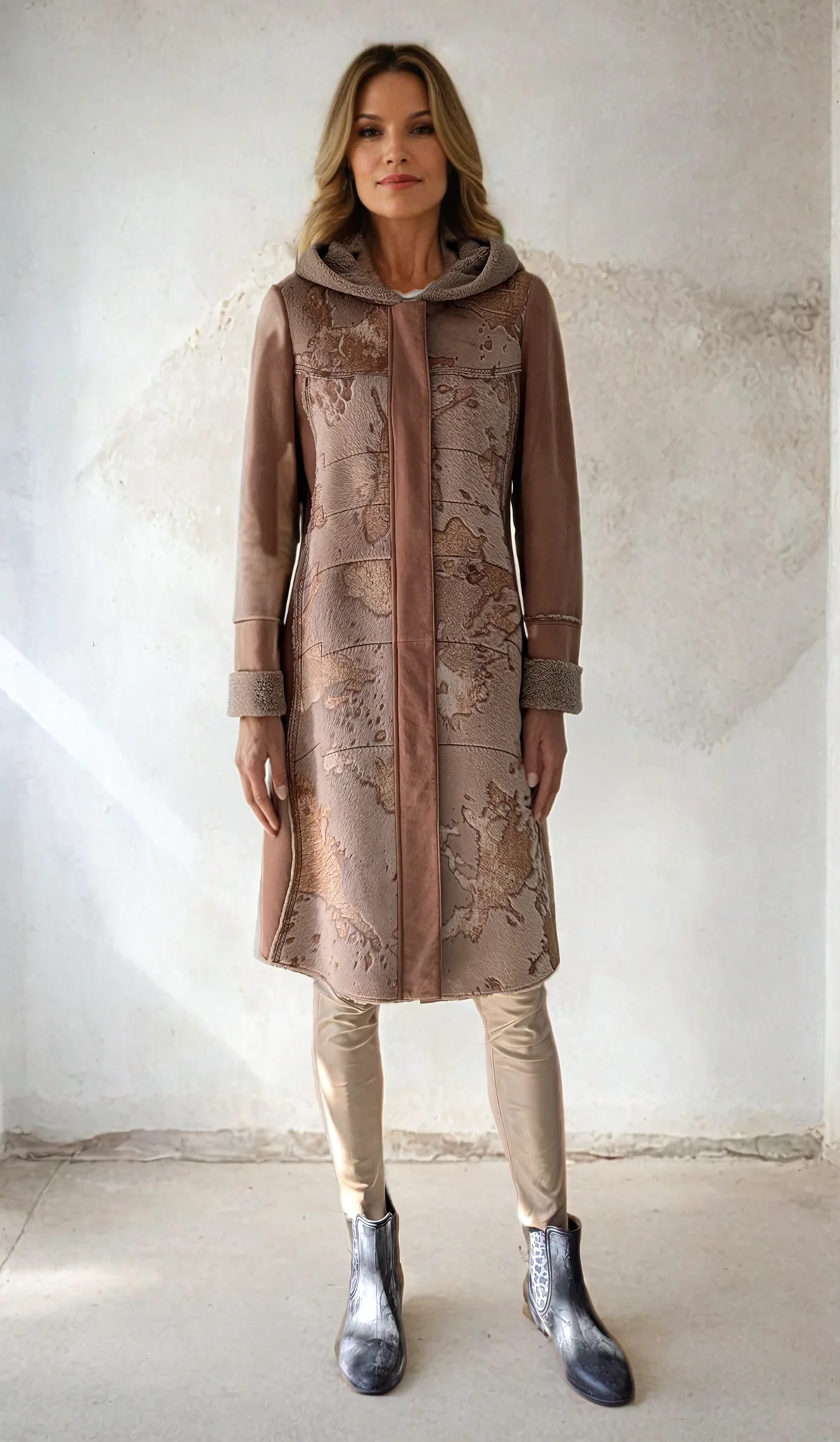 Gamora, 95 cm. - Hood - Nappa Lamb Coat - Kvinder - Lysebrun