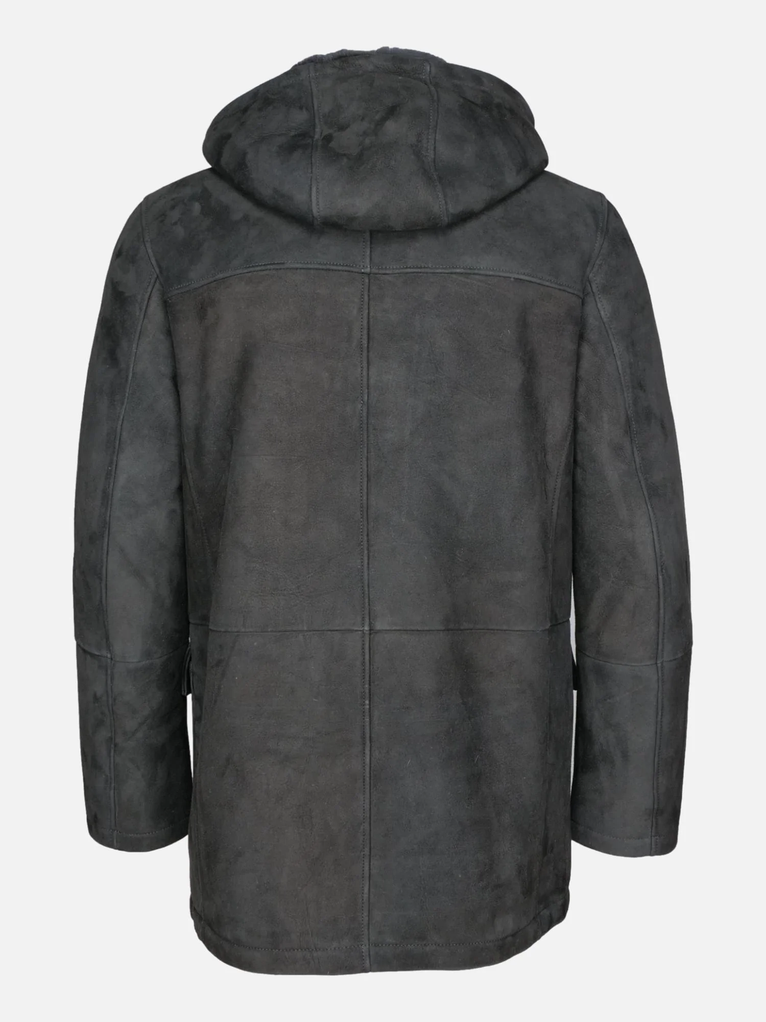 Gatteo, 85 cm. - Hood - Suede Lamb Jacket - Man - NS -009 Gray - Image 3
