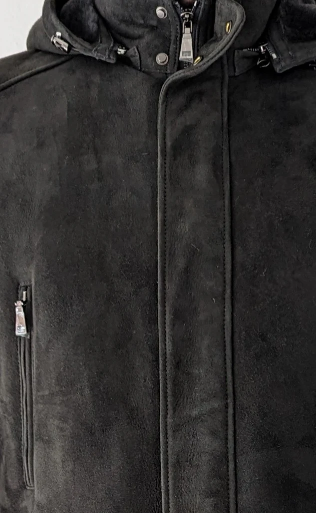 Gatteo, 85 cm. - Hood - Suede Lamb Jacket - Man - NS -009 Gray - Image 6