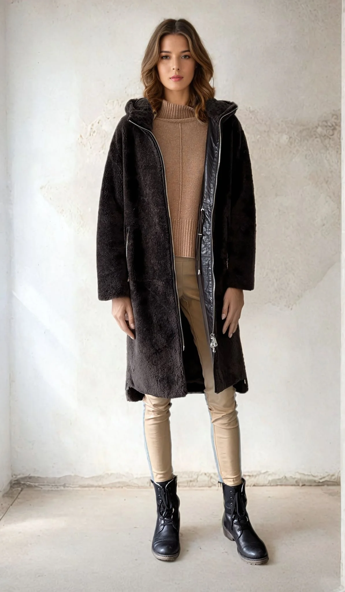 Gilla, 105 cm. - Hood - Curly Lamb - Kvinder - Kaffe