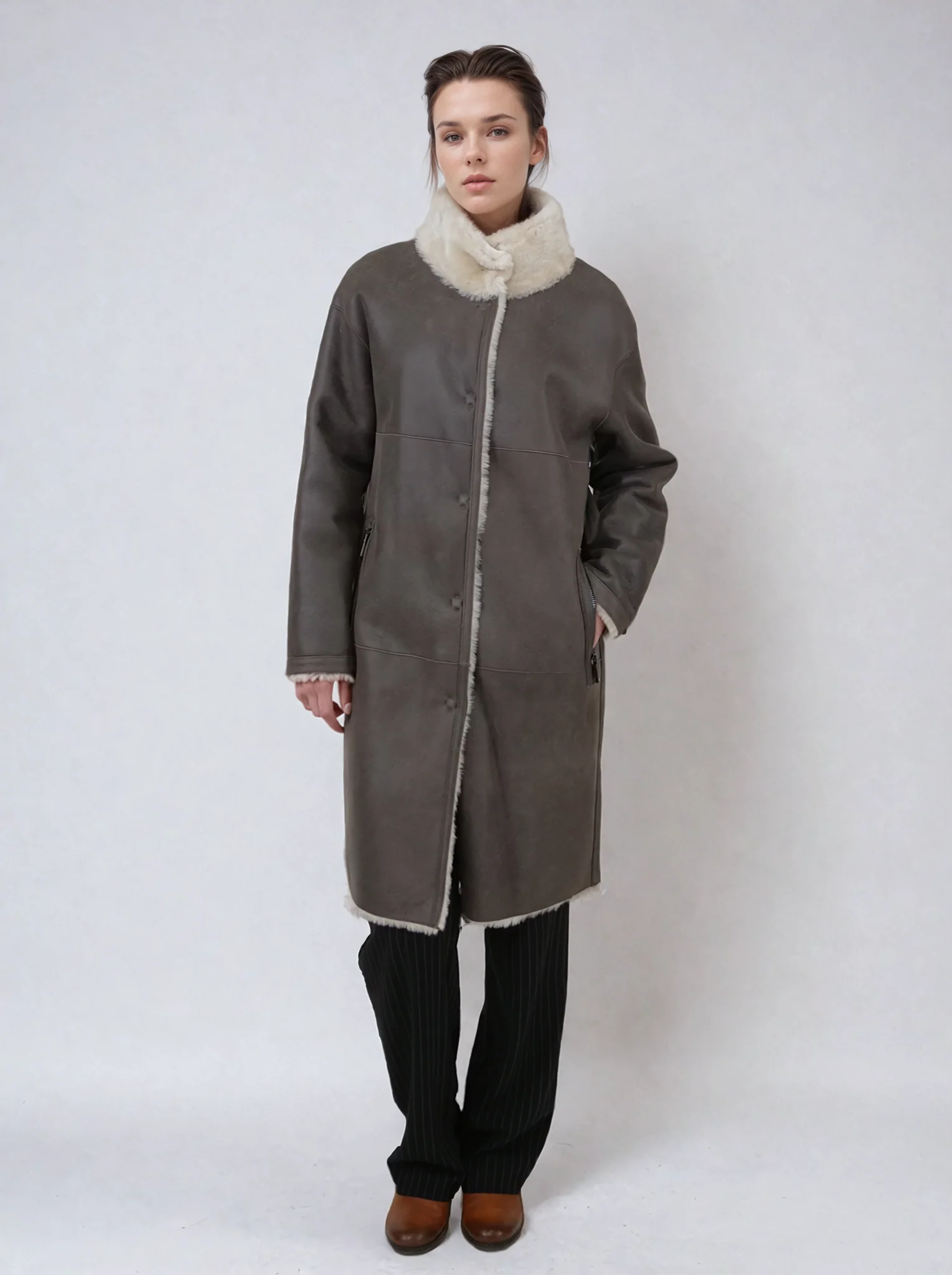 Giorgiana,95 cm. - Krave - Rulams Jakke - Kvinde - Brun - Image 2