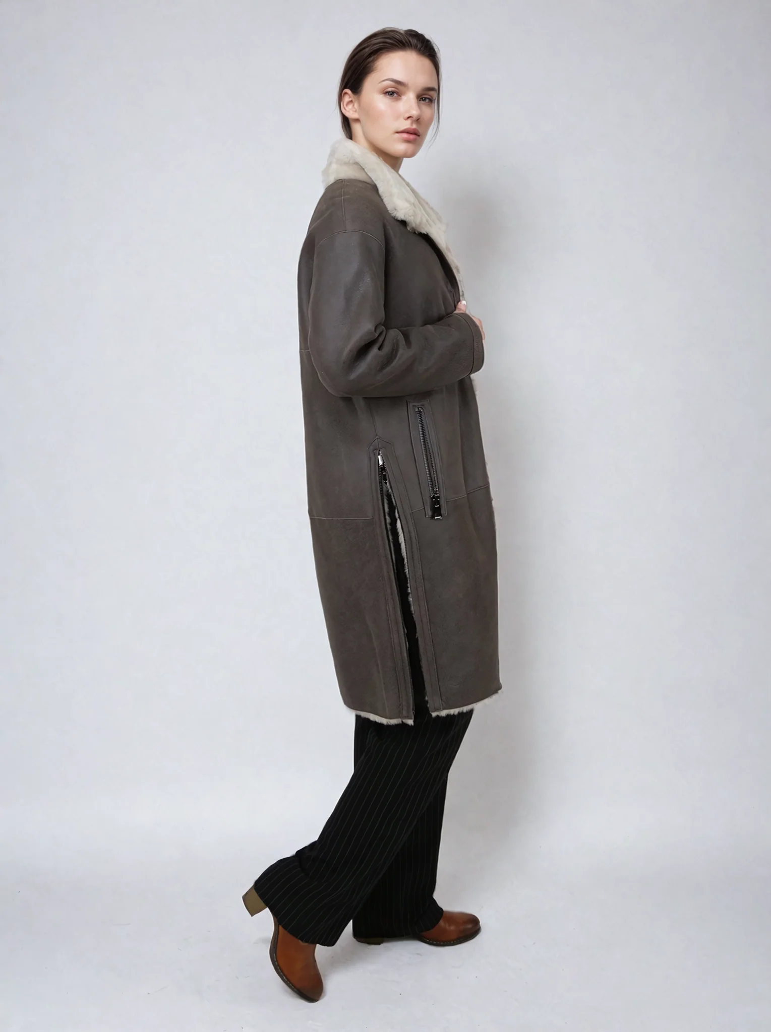 Giorgiana,95 cm. - Krave - Rulams Jakke - Kvinde - Brun - Image 4