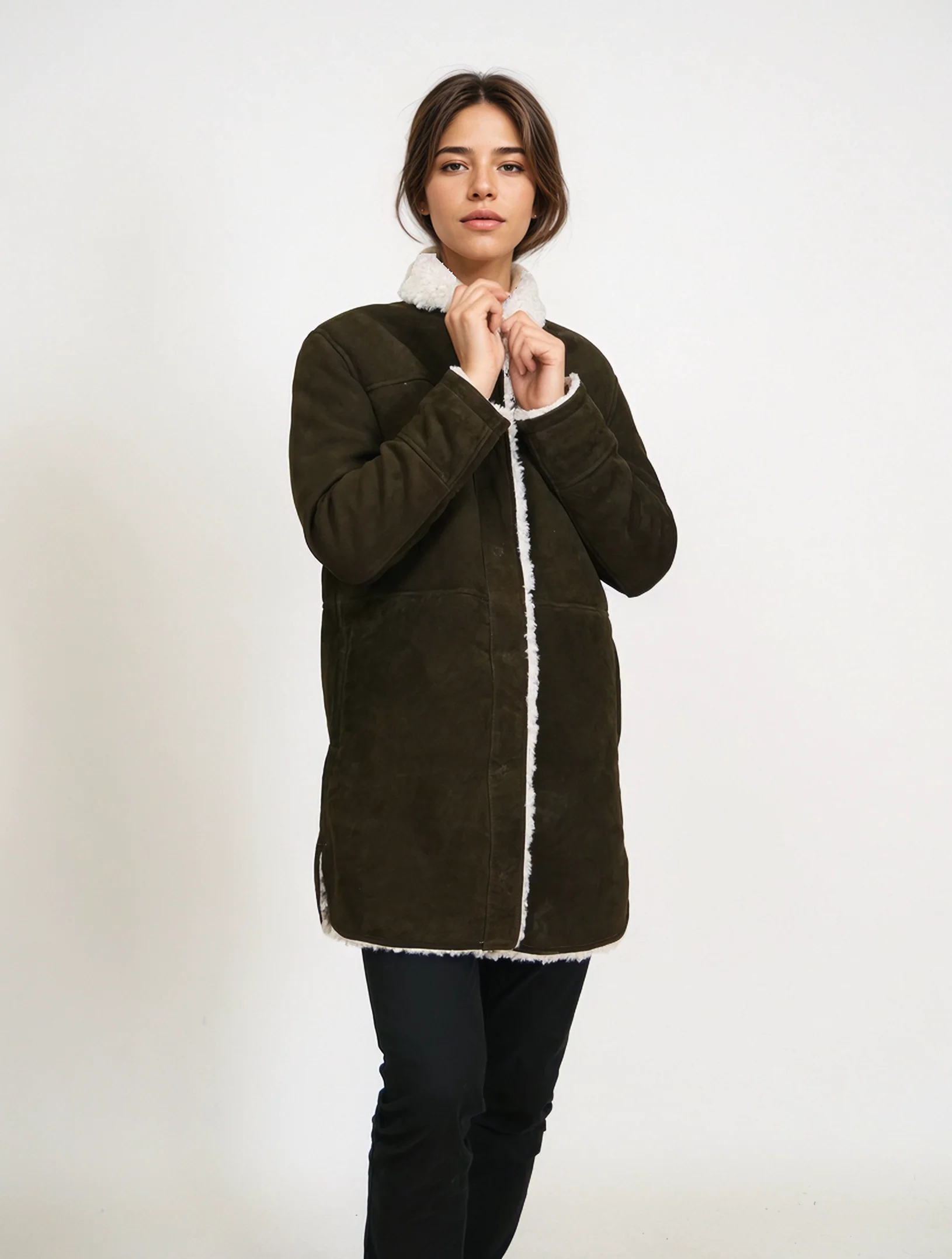 Hadley, 88 cm. - ged ruskind - kvinder - oliven