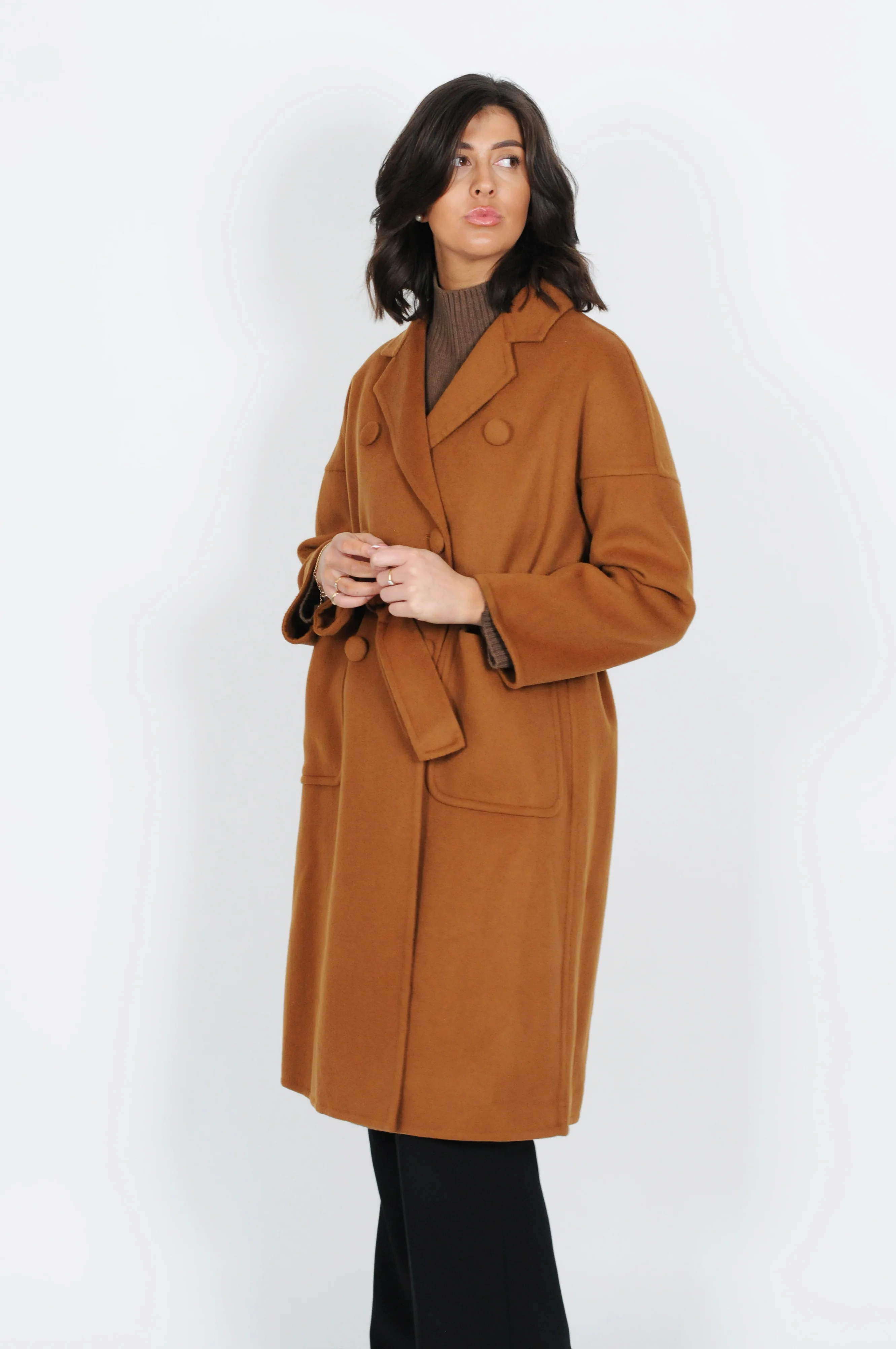 Harlow 108 cm. Uldfrakke - Dame - Cognac - Image 3