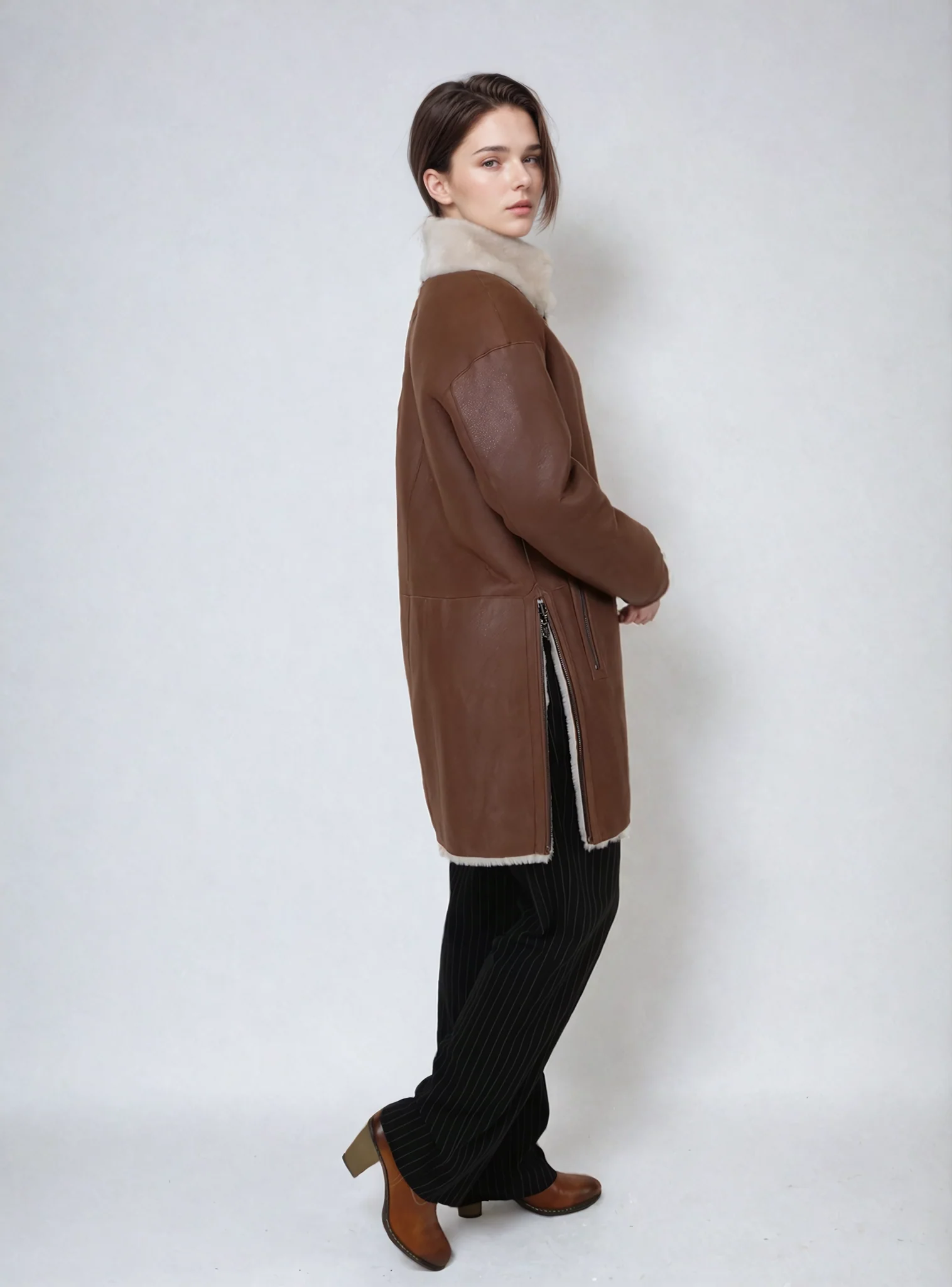 Hauteville 85 cm. - Krave - Nappa Lamb Crack - Kvinder - Whisky - Image 4