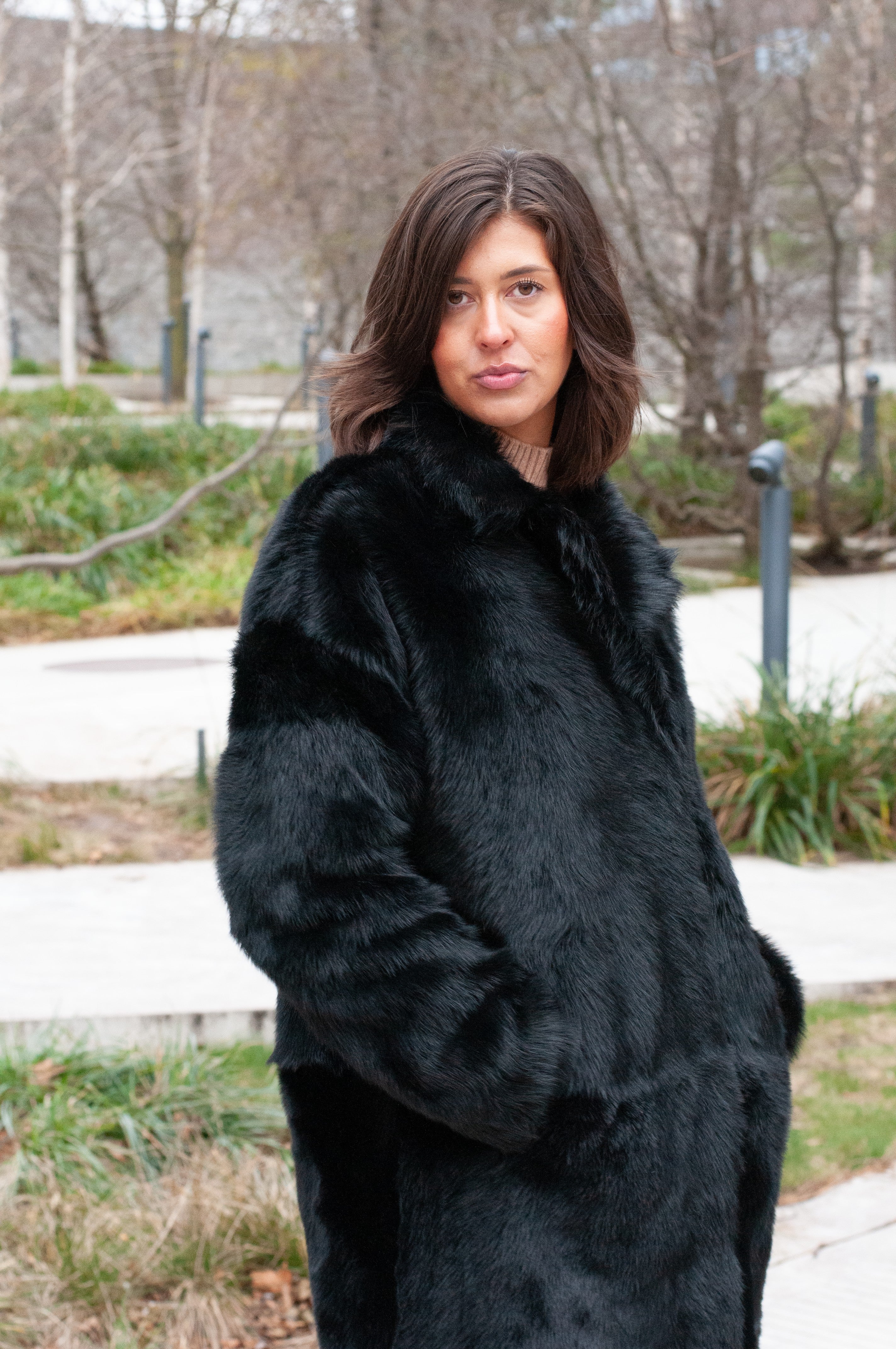 Hellani, 95 cm. - Krave - Toscana Lam - Jacket - Kvinde - Sort - Image 2