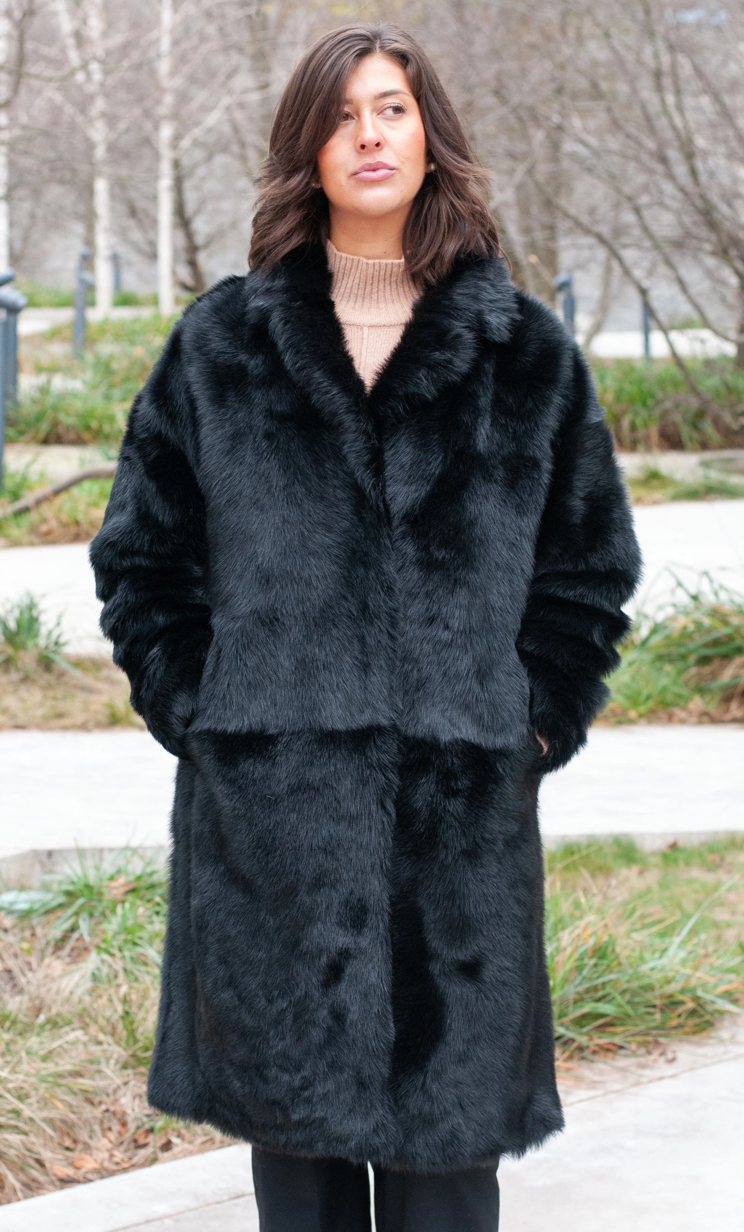 Hellani, 95 cm. - Krave - Toscana Lam - Jacket - Kvinde - Sort - Image 4
