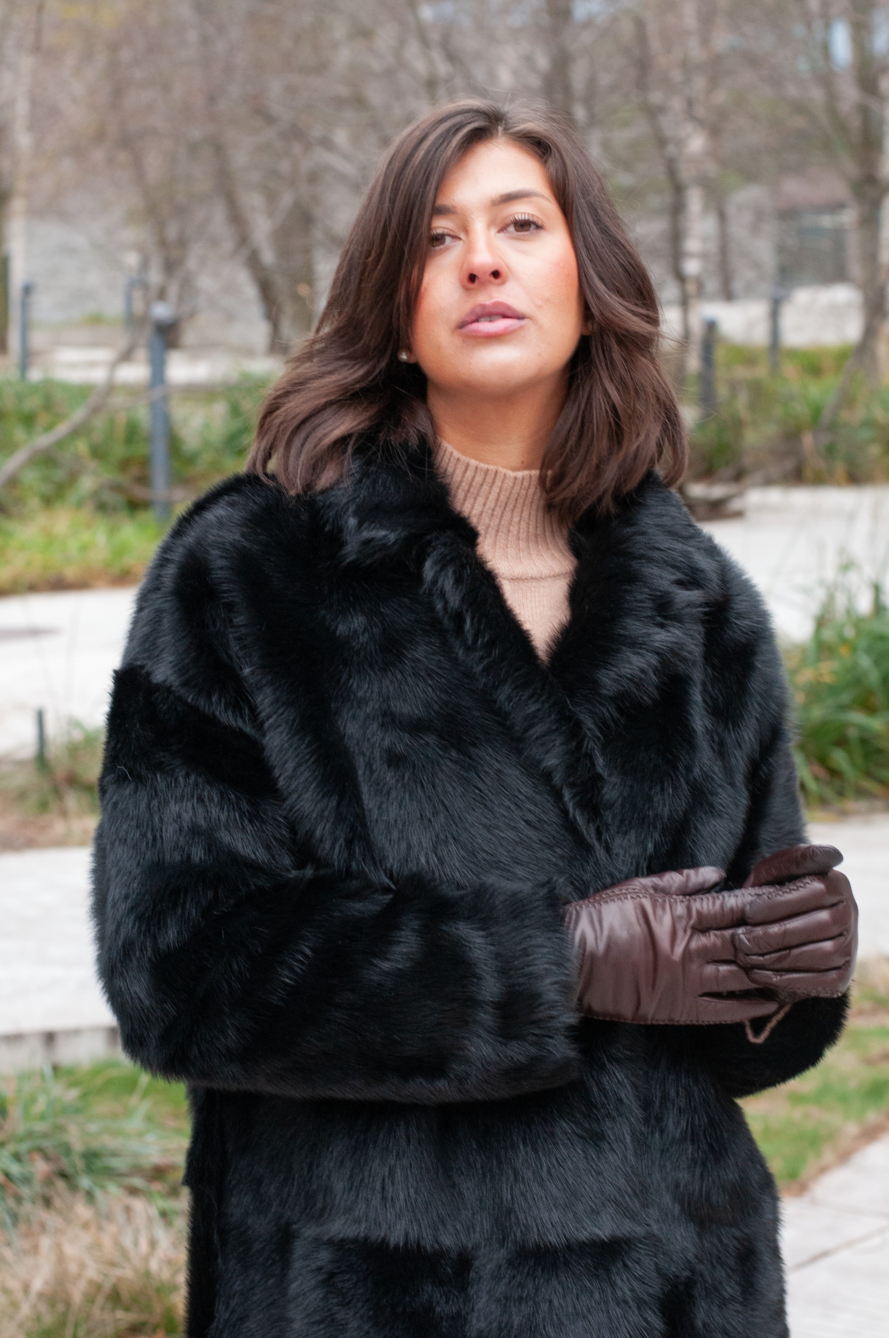 Hellani, 95 cm. - Krave - Toscana Lam - Jacket - Kvinde - Sort - Image 5