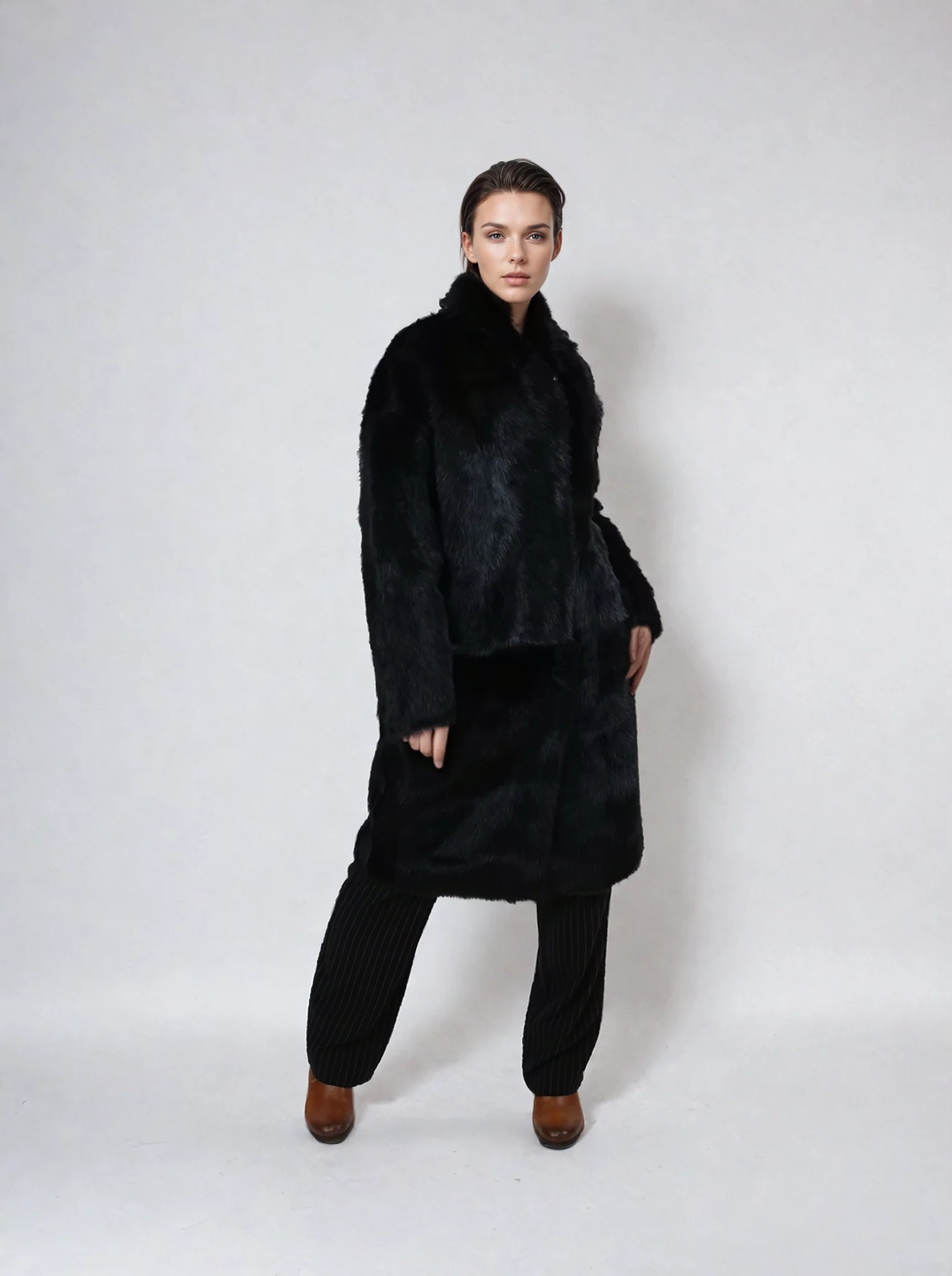 Hellani, 95 cm. - Krave - Toscana Lam - Jacket - Kvinde - Sort - Image 6