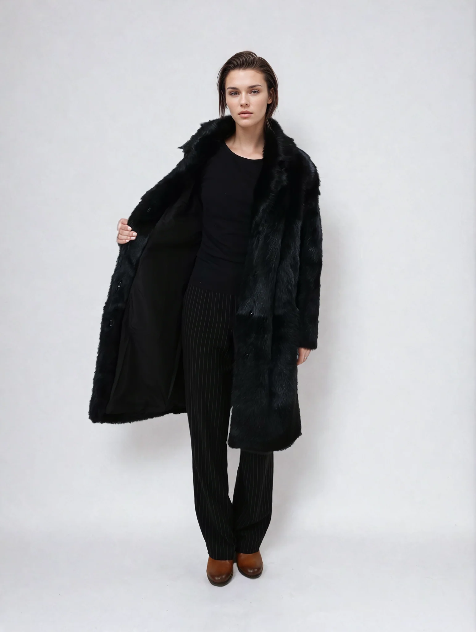 Hellani, 95 cm. - Krave - Toscana Lam - Jacket - Kvinde - Sort - Image 8