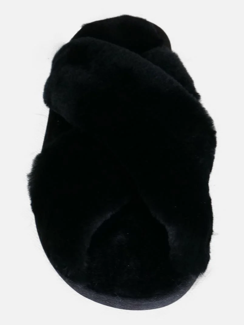 HL21X120 Pels slippers i lam - Dame og Herre - Sort - Image 3