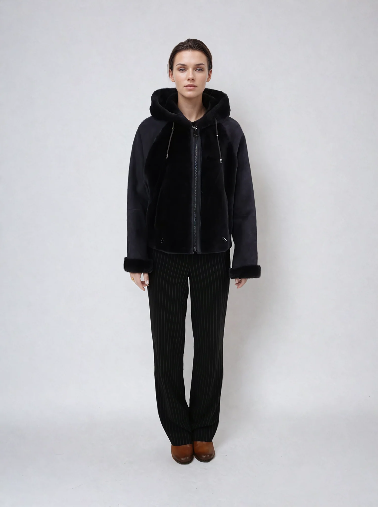 Hosana-B, 61 cm. - Hood - Suede Lamb - Kvinder - Segred Gray - Image 3