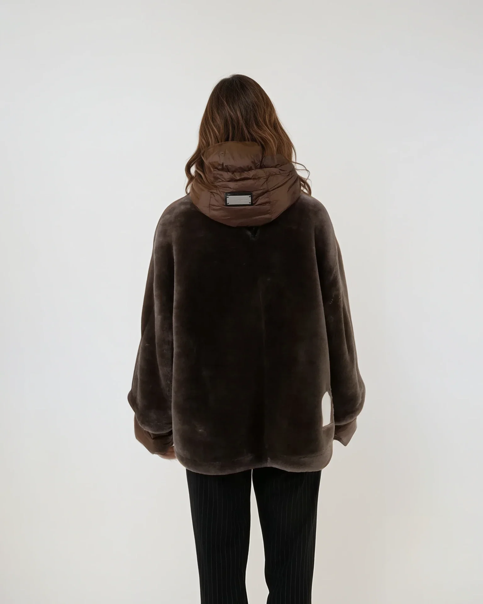 Idane, 69 cm. - Hood - Lamb Straight Hair - Women - Brown - Image 11