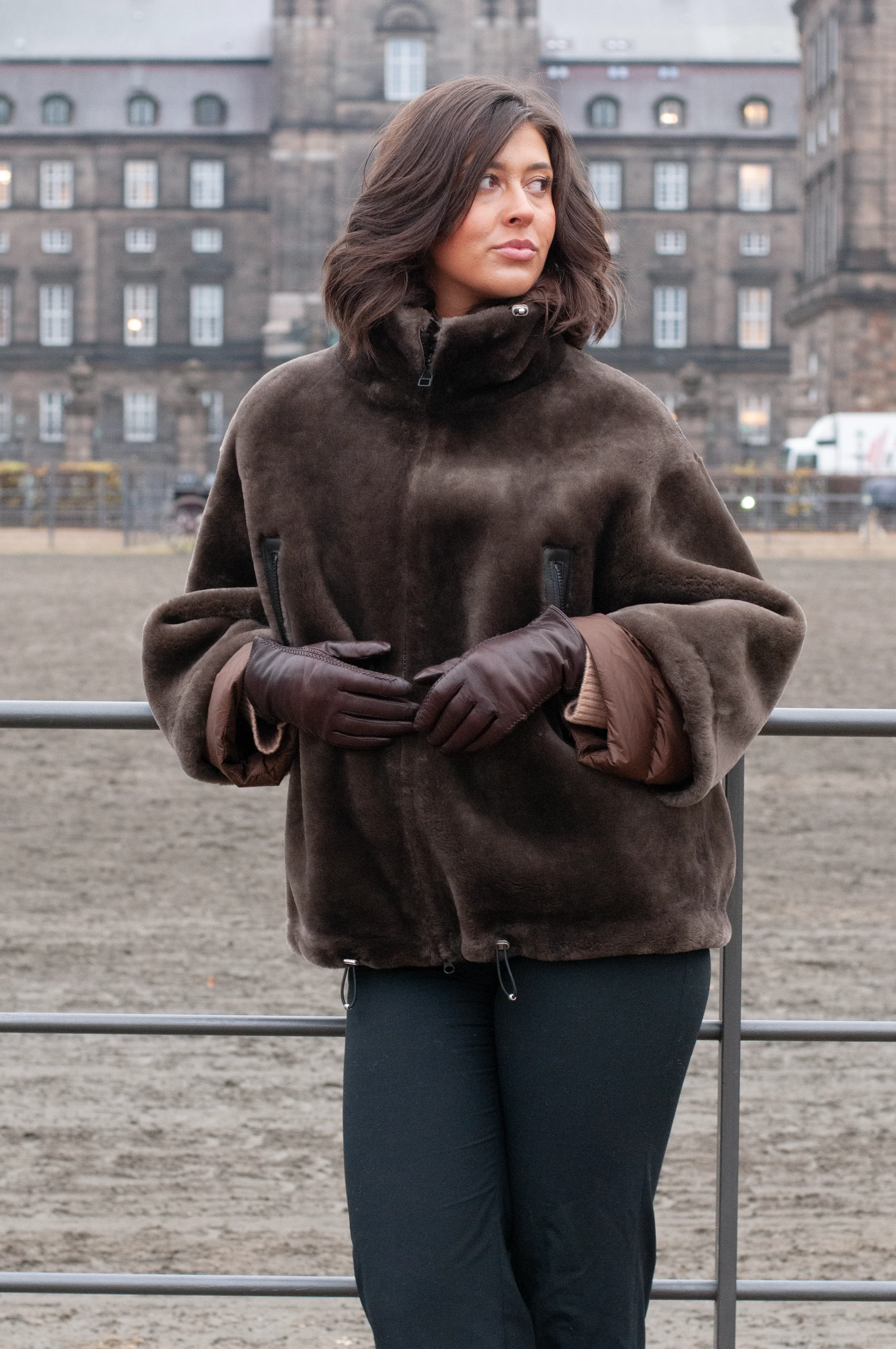 Idane, 69 cm. - Hood - Lamb Straight Hair - Women - Brown - Image 2