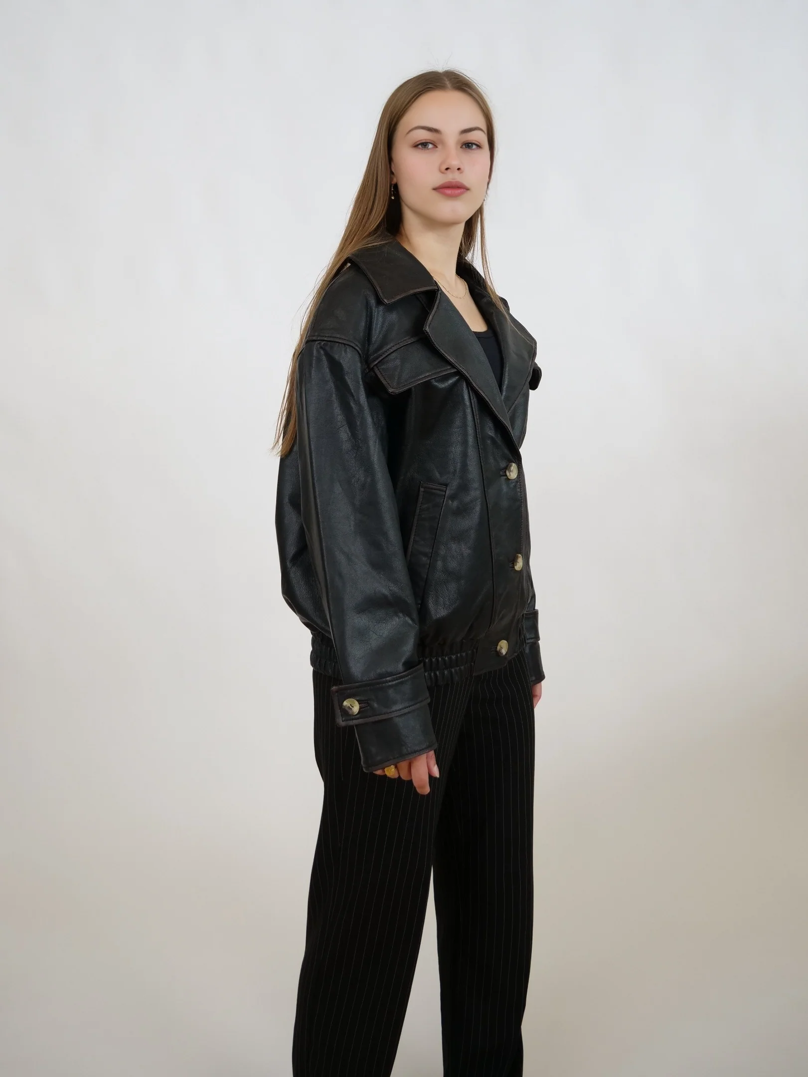 Iggy, 62 cm. - Ged gnidede læder- kvinder - sort - Image 6