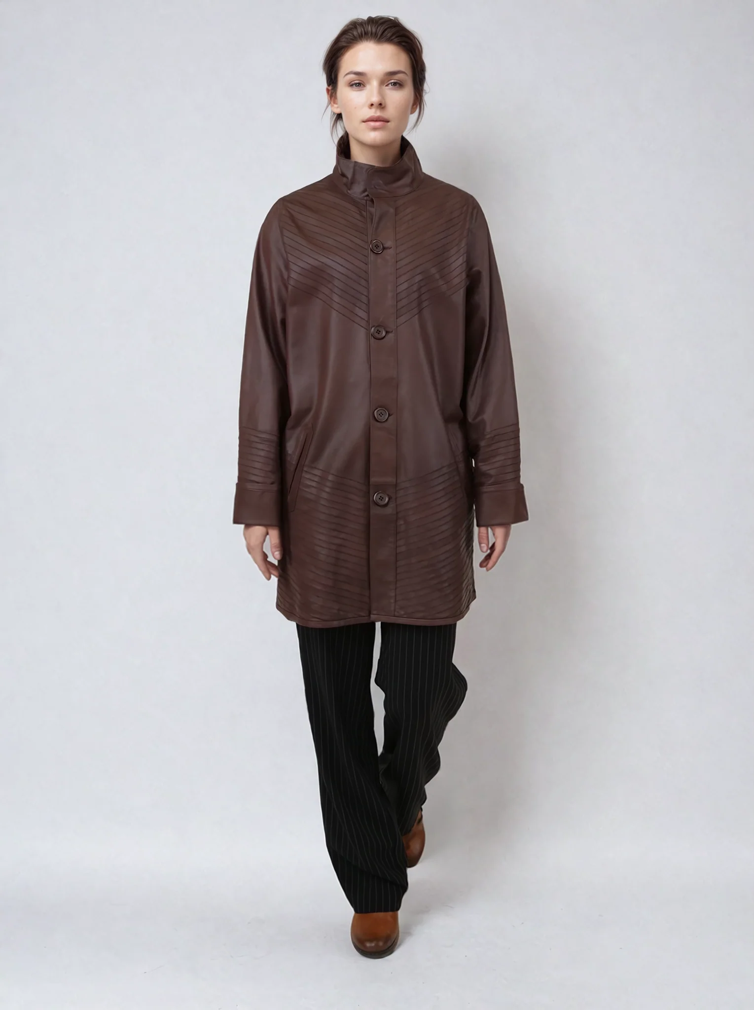 Isabella, 80 cm. - Nappalon læder - Kvinder - Brandy