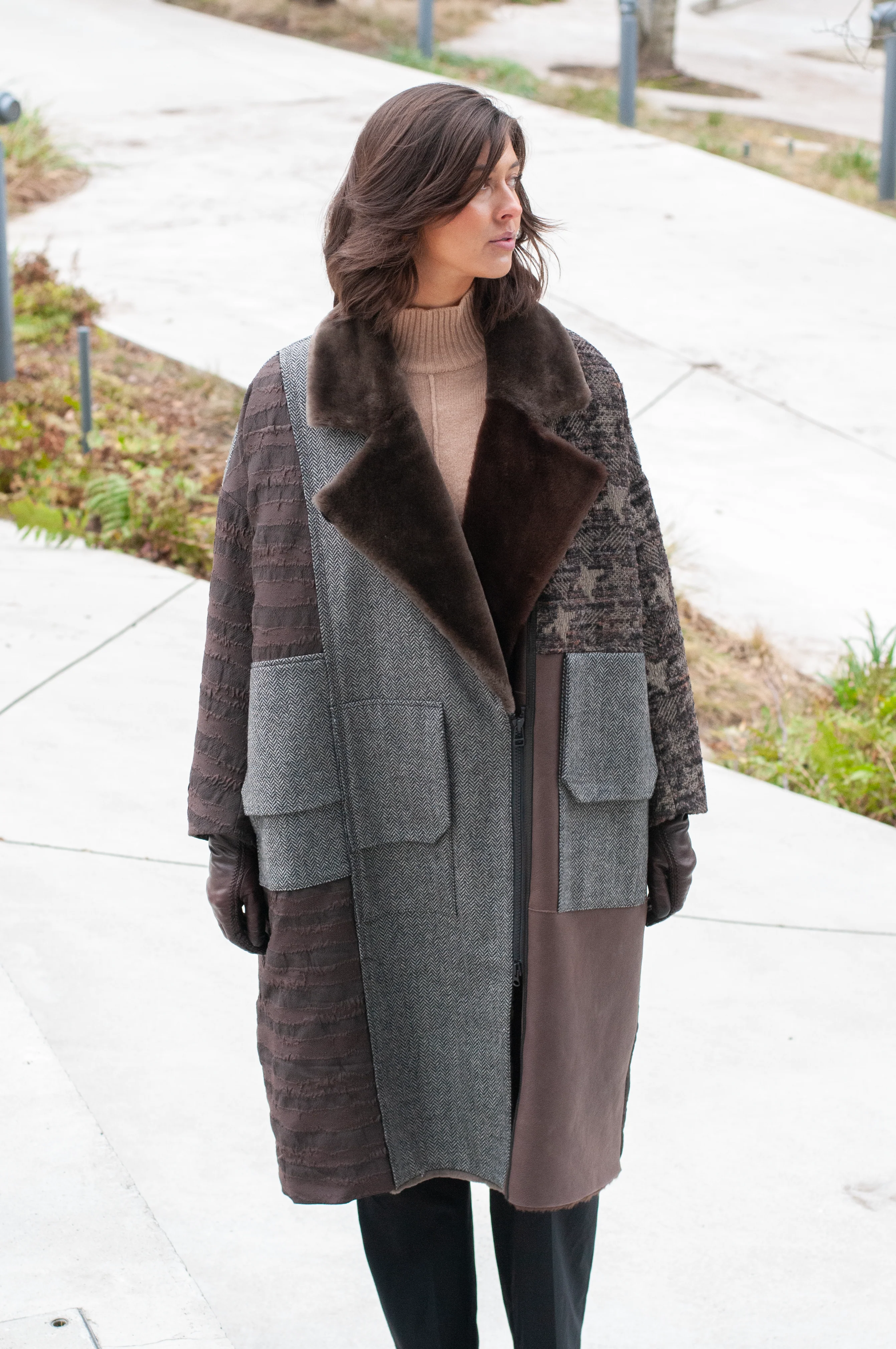 Iseline 116 cm. - Rulam frakke oversize - Dame - Multi farve brun - Image 3
