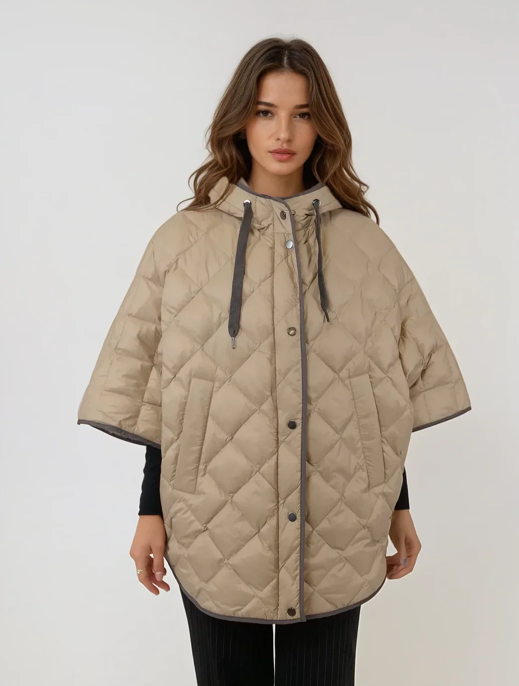Iseult Poncho, 76 cm. - Tekstil - Kvinder - Kamel