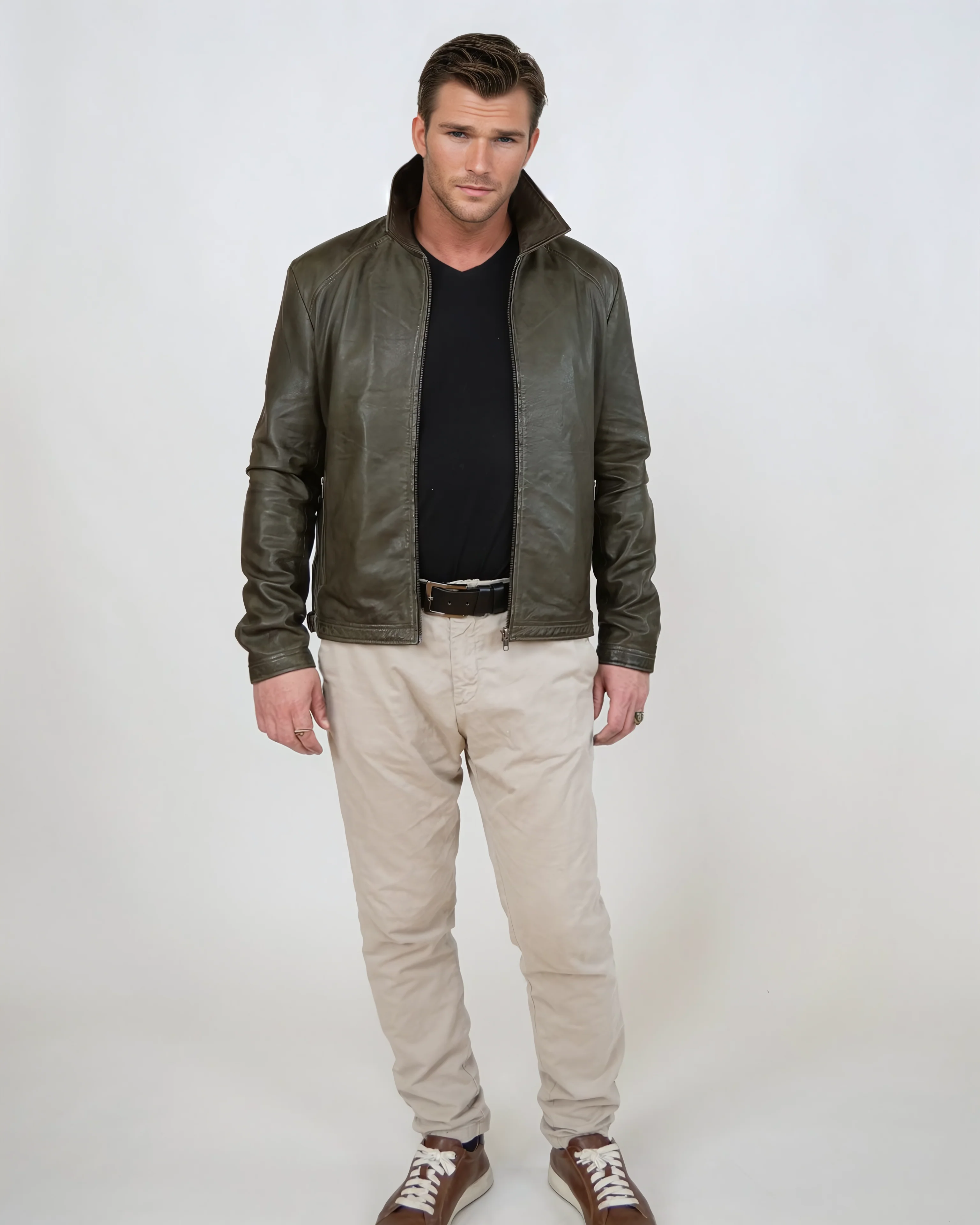 Ivar, 65 cm. - Lamb polsk nappa læder -man - oliven - Image 10