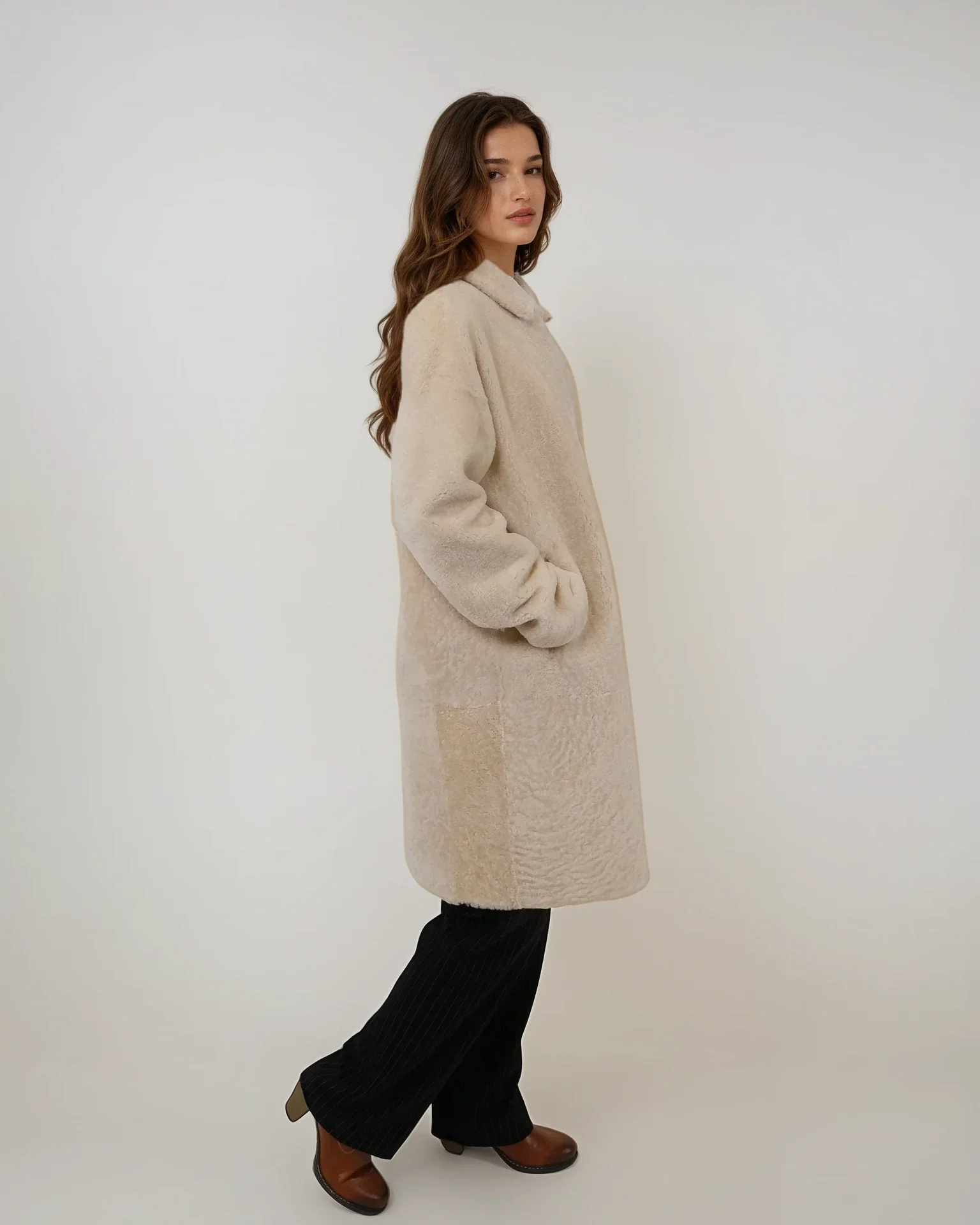 Izel 95 cm. - Rulam pels - Dame - Beige - Image 6