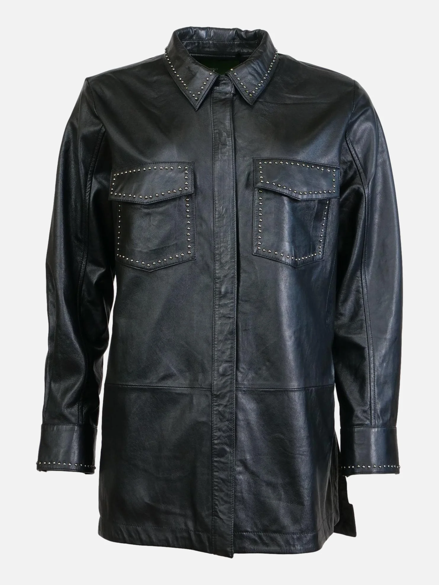 Jincy 77 cm. - Leather shirt - Dame - Sort - Image 2