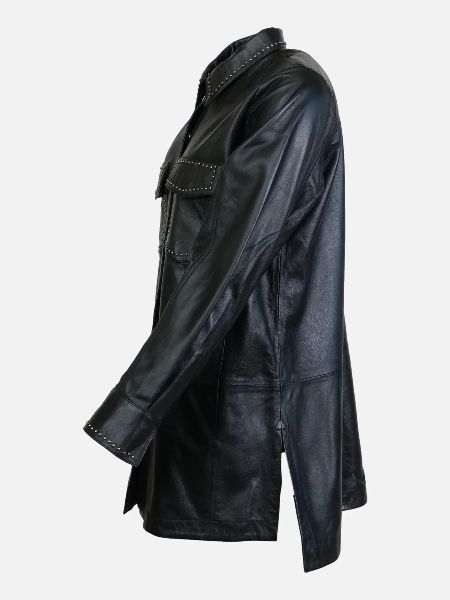 Jincy 77 cm. - Leather shirt - Dame - Sort - Image 5