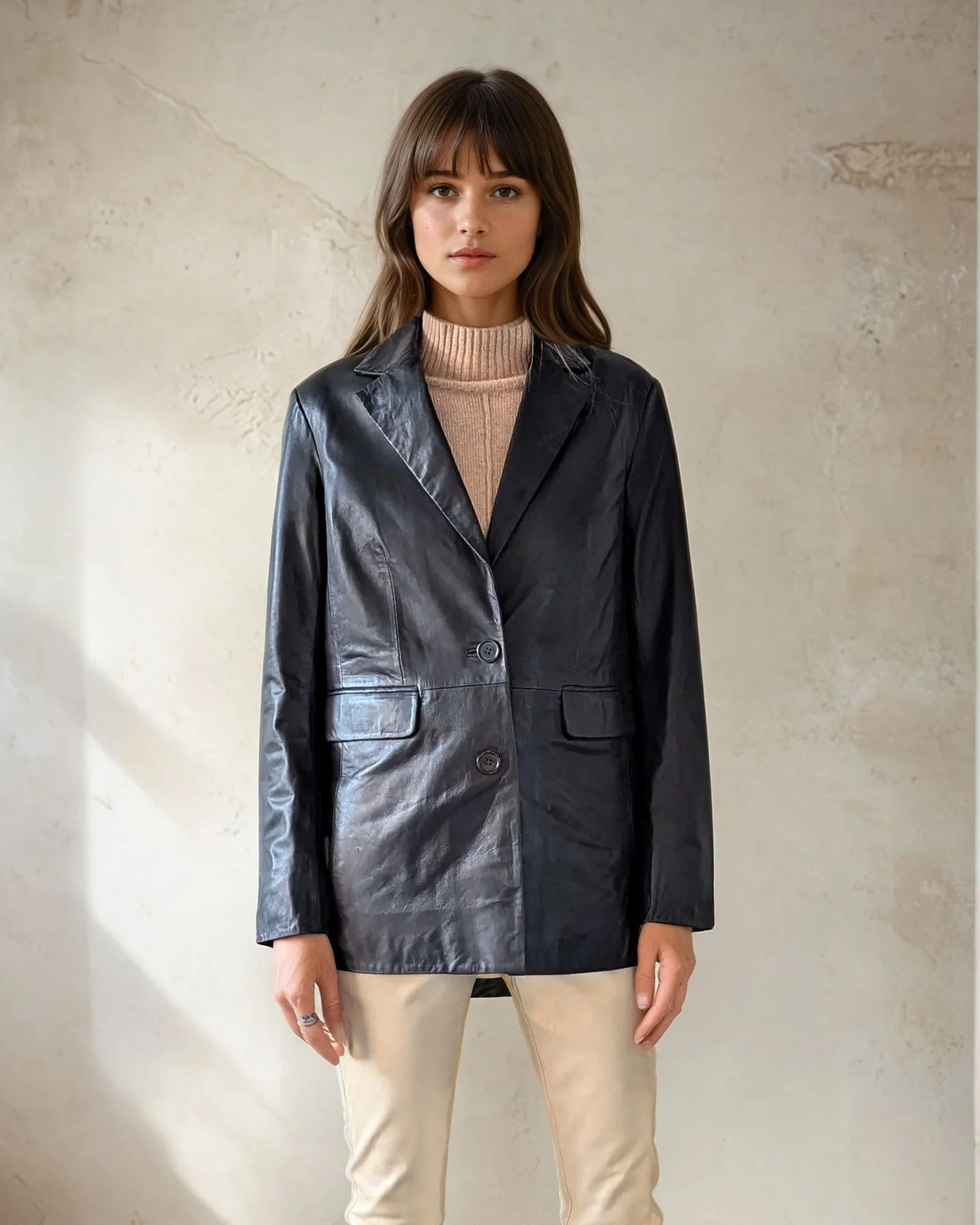 Julissia Blazer, 73 cm. - Lamb Malli læder - kvinder - sort