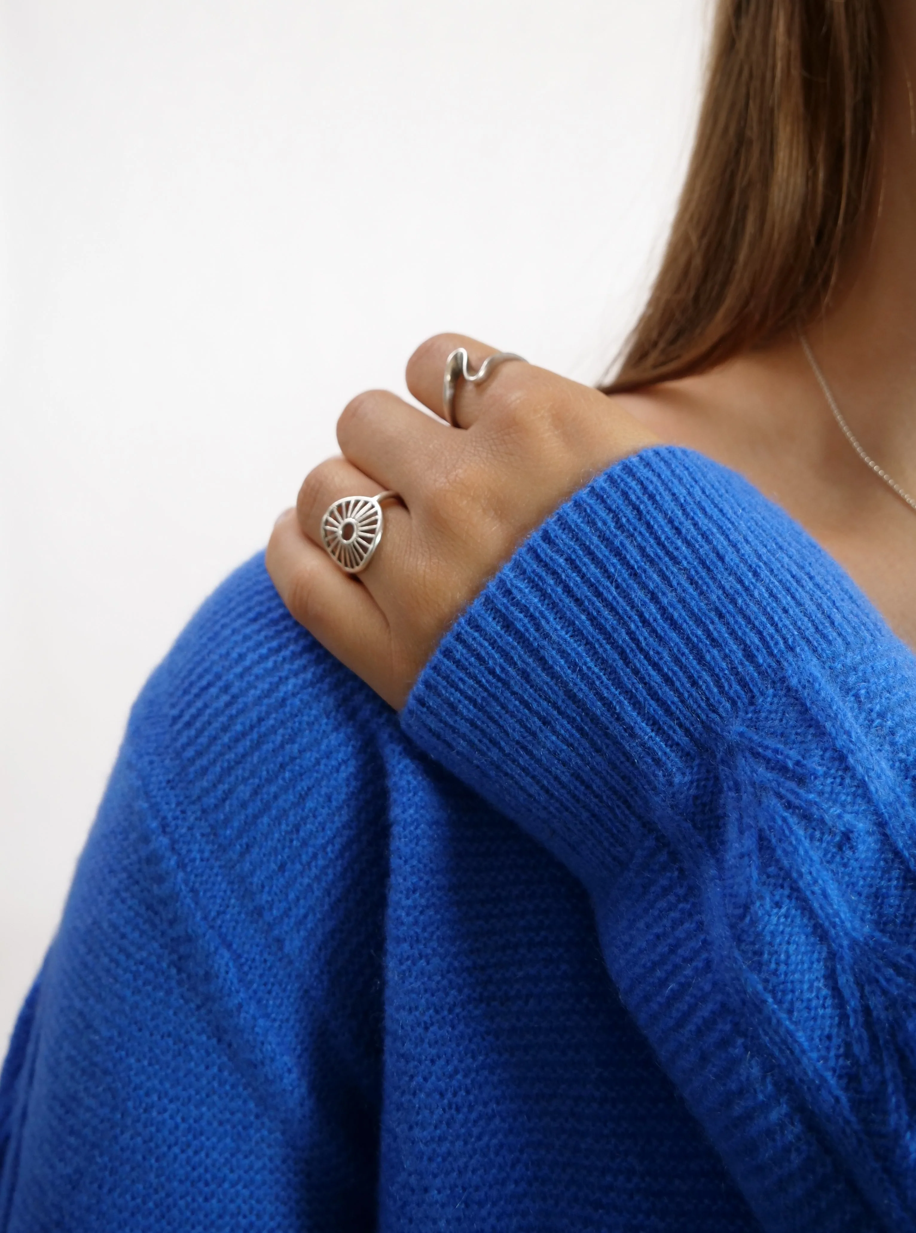MK1 V -hals Kvinder sweater - 100% Pure Cashmere - Kvinder - Navy Blue - Image 6