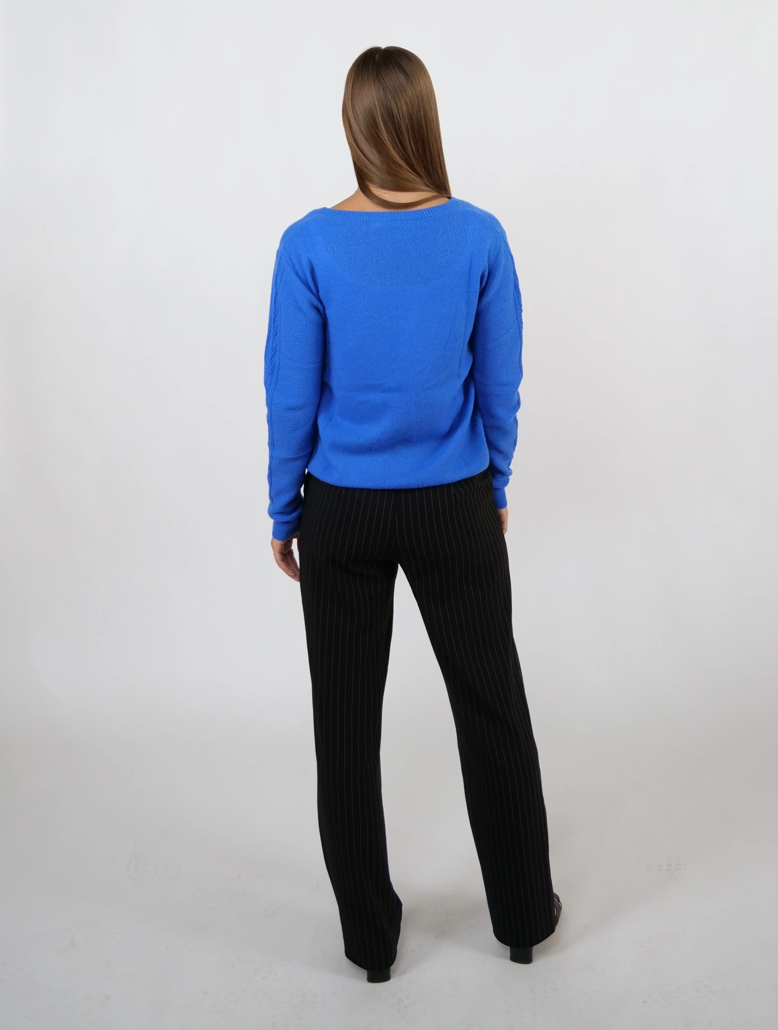 MK1 V -hals Kvinder sweater - 100% Pure Cashmere - Kvinder - Navy Blue - Image 7