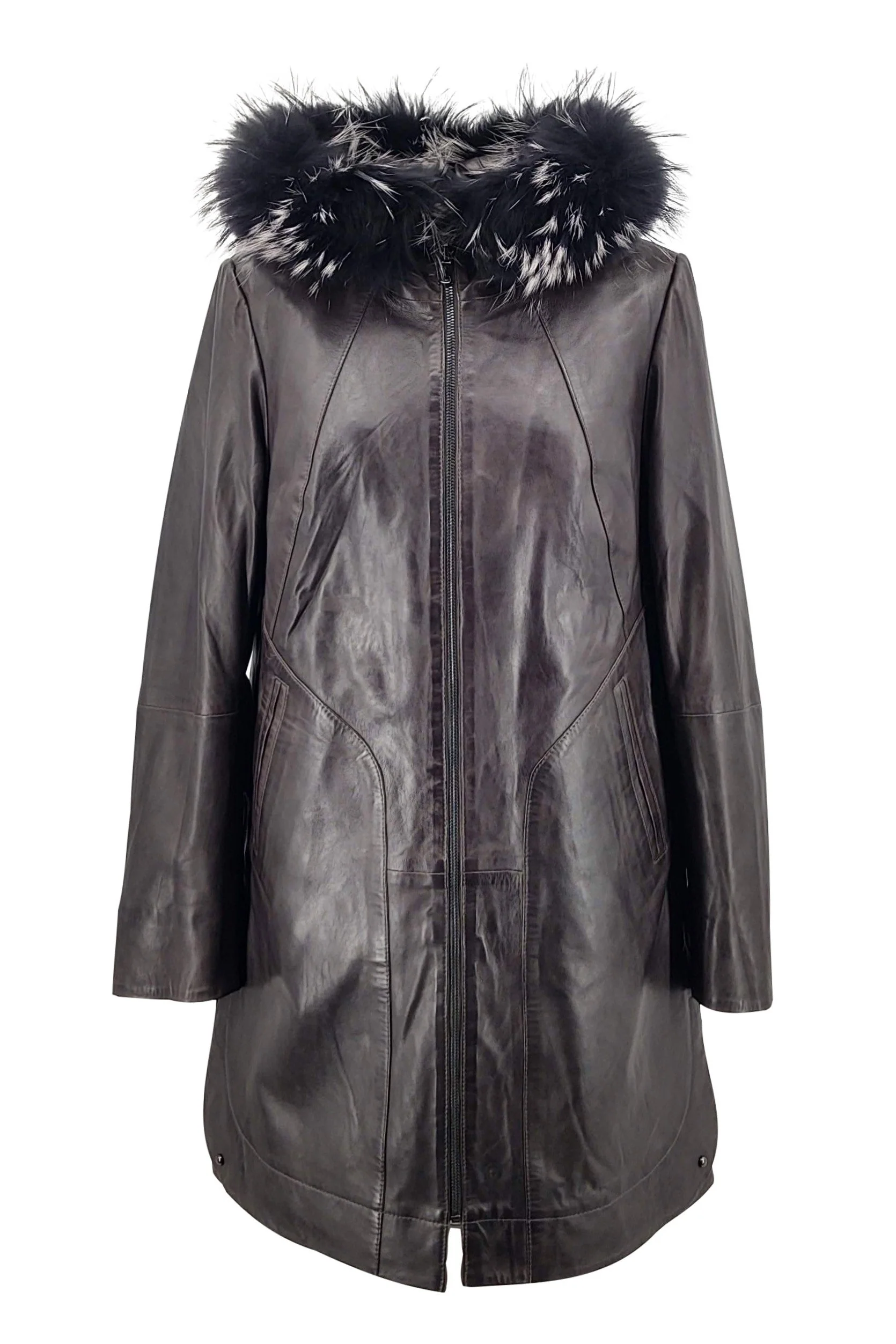 Ny Sophia - Lamb Glove Leather Jacket - Kvinder - Mørkegrå / Læder Skinds Jakke - Levinsky - Kvinde - Image 2
