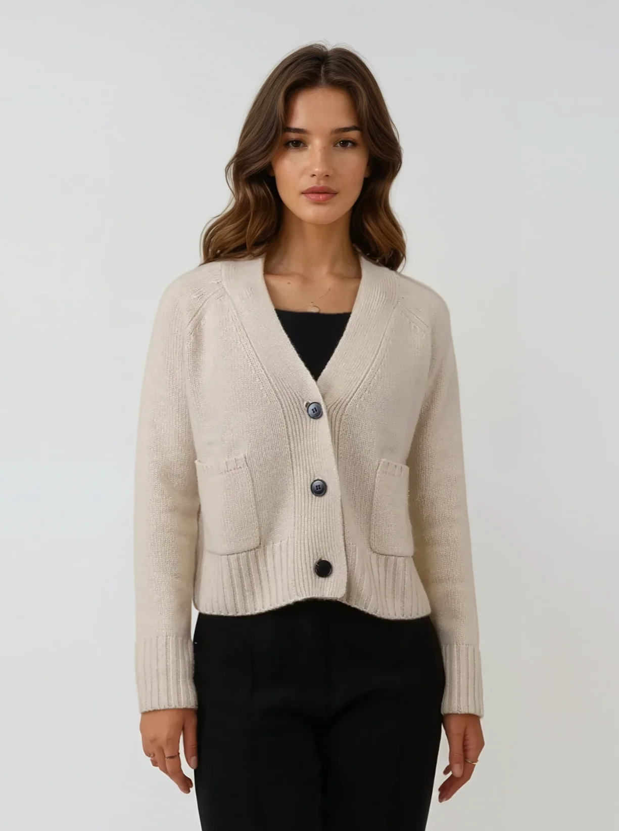P-4062 Cardigan - 100% Pure Cashmere - Damer - Lys Beige - Image 2
