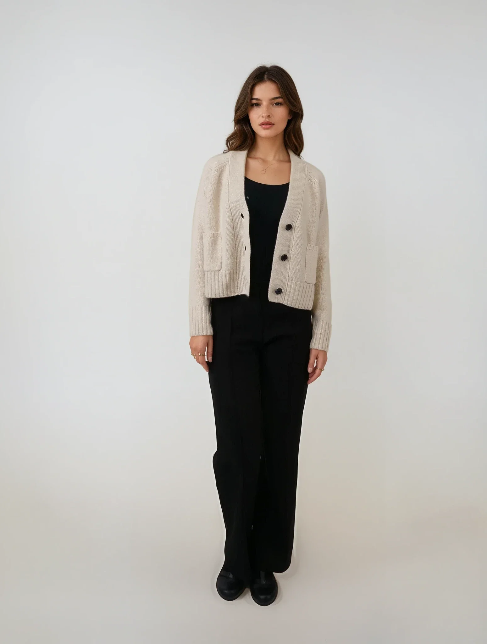 P-4062 Cardigan - 100% Pure Cashmere - Damer - Lys Beige - Image 4